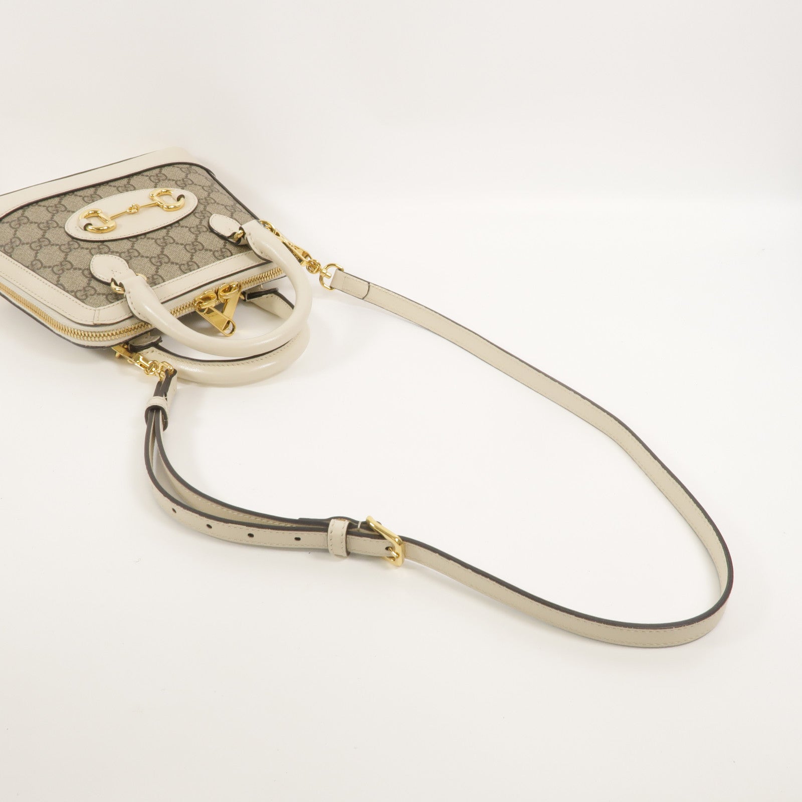GUCCI 塗層帆布Horsebit 1955 Mini Top Handle Bag手挽肩背兩用袋