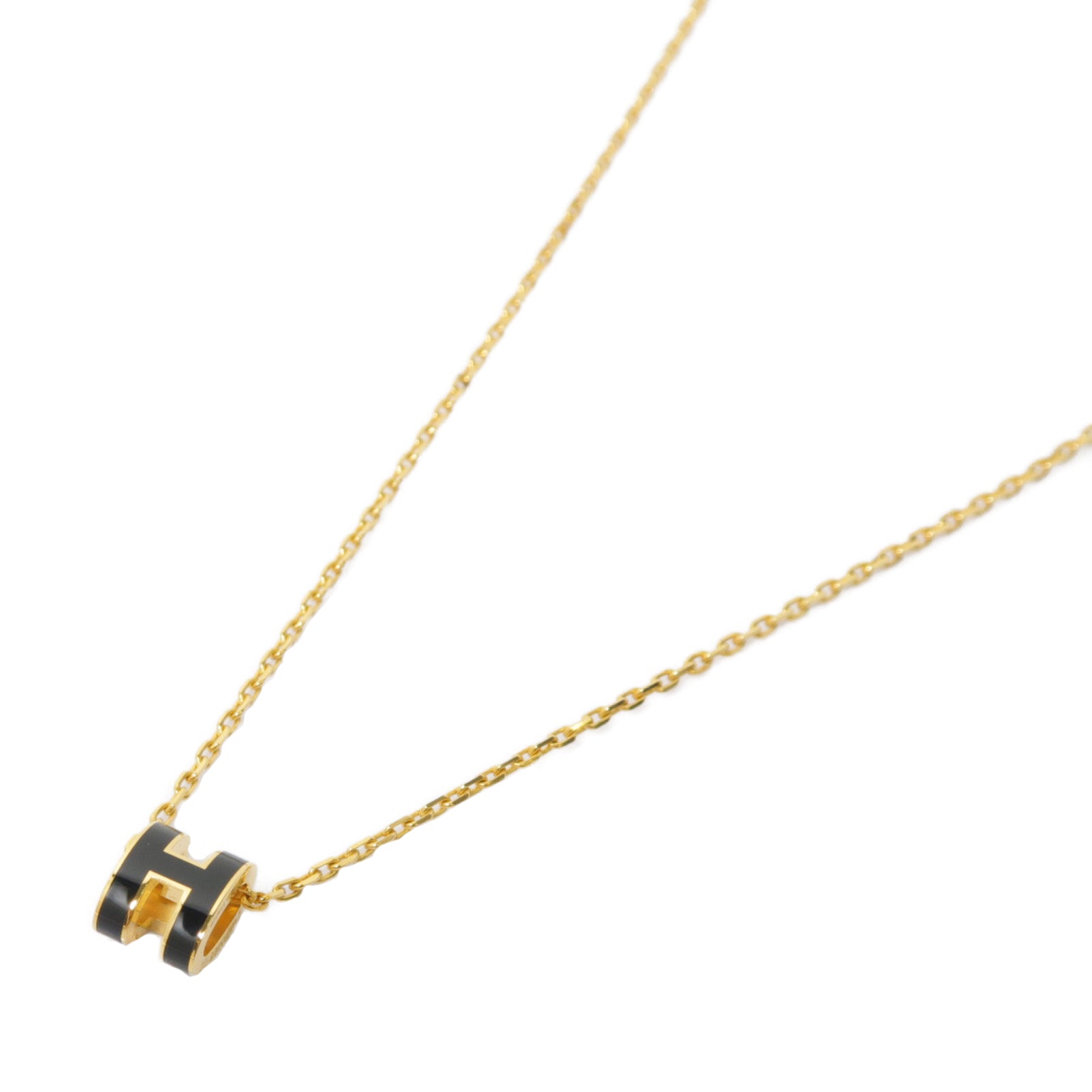 HERMES 金屬Pop H Mini Necklace項鍊黑色/金色