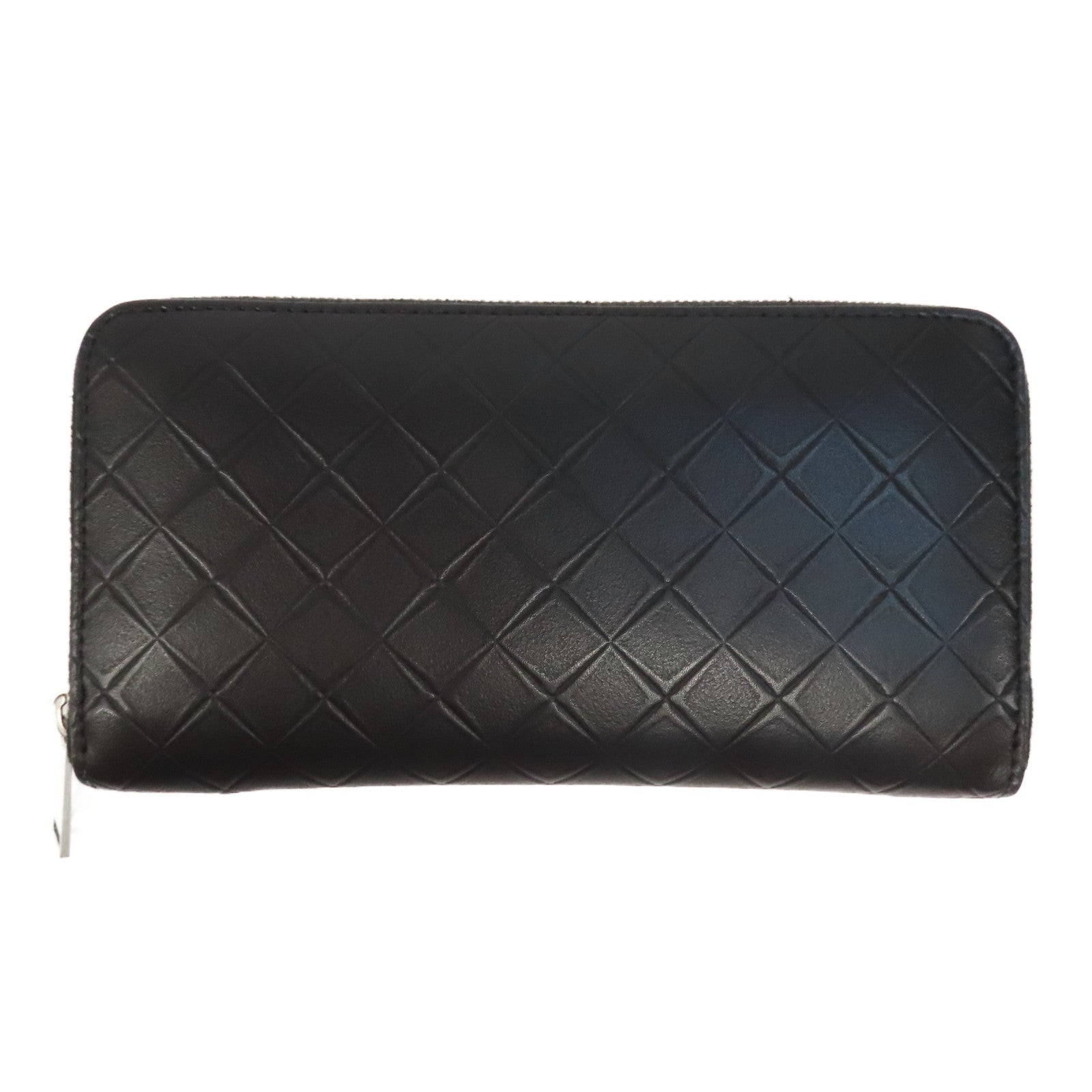 BOTTEGA VENETA 羊皮皮革Long Wallet銀扣長錢包黑色
