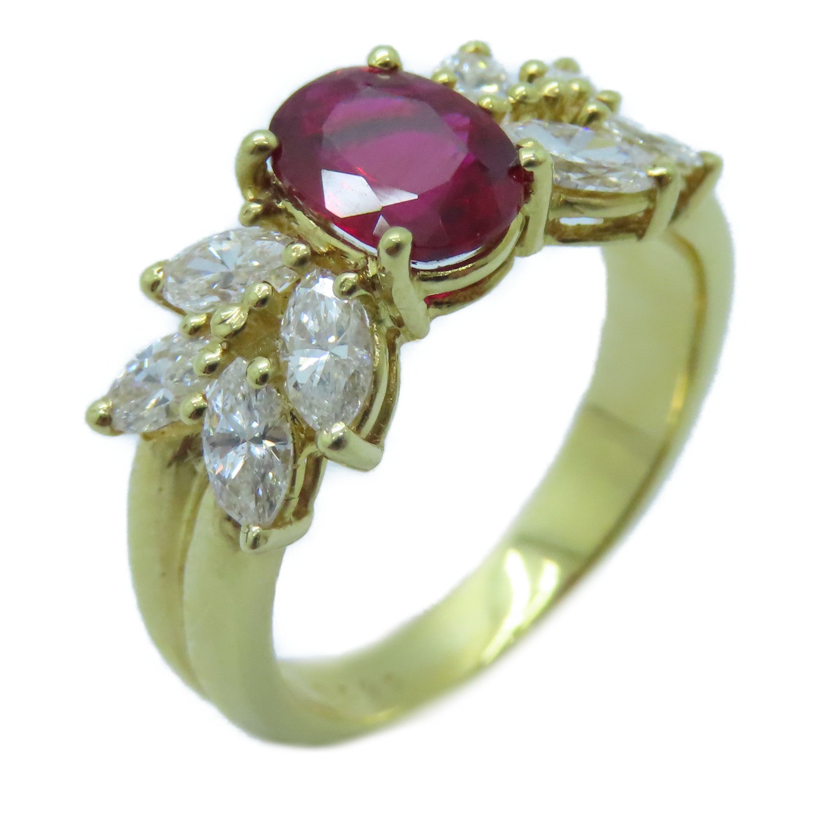 JEWELRY 18K黃金Ruby Diamond Ring 1.00ct紅寶石/0.92ct鑚石戒指US#6.25