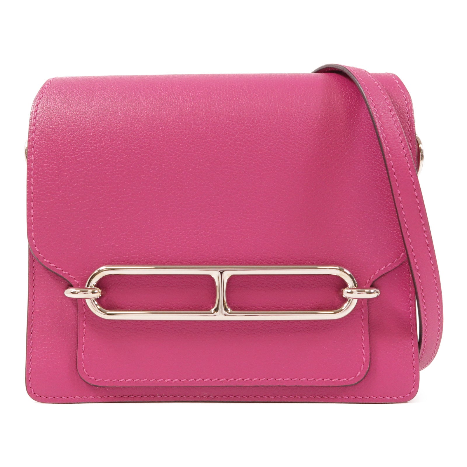 HERMES Evercolor皮革Mini Roulis銀扣肩背袋Anemone