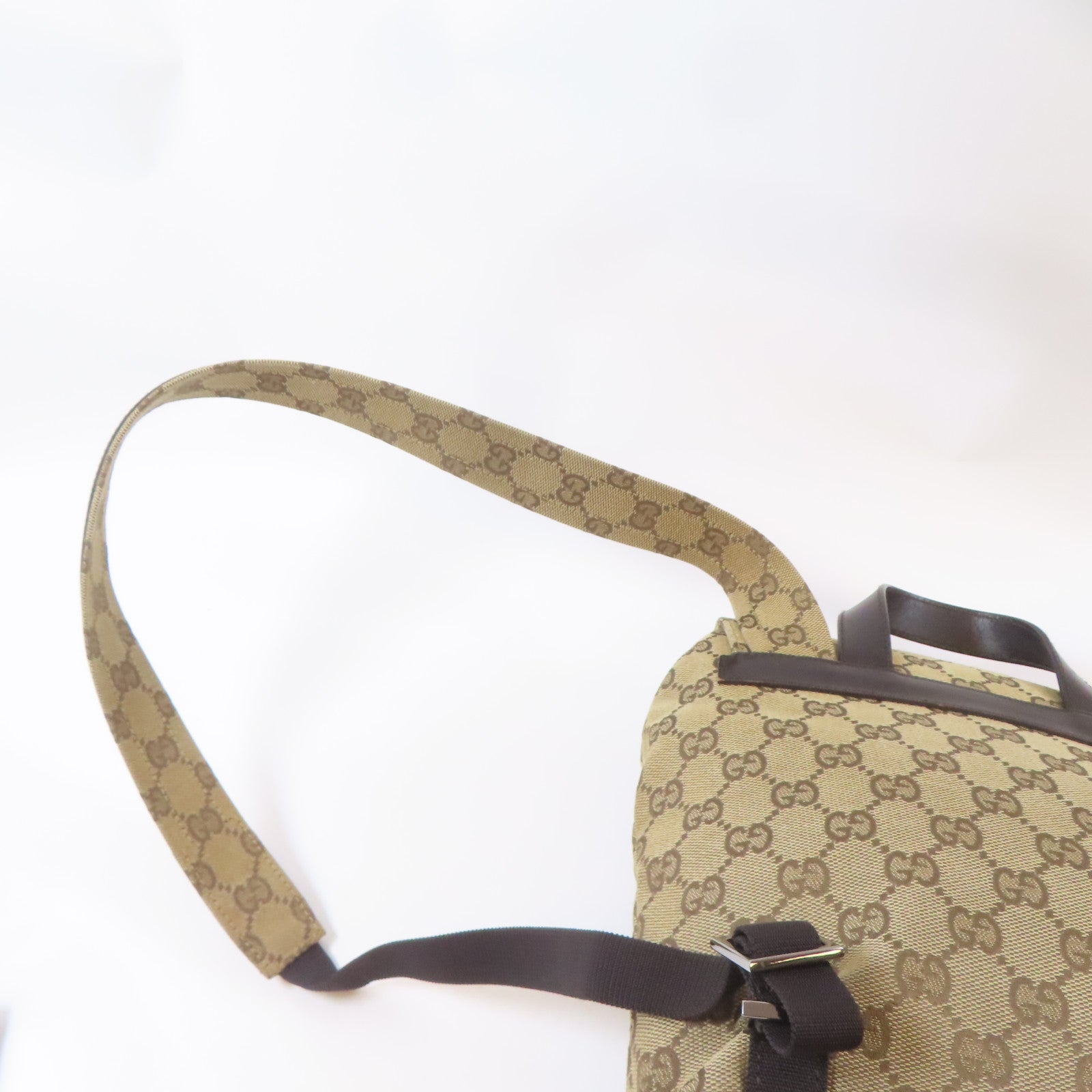 GUCCI 帆布GG Supreme BackPack銀扣背包啡色
