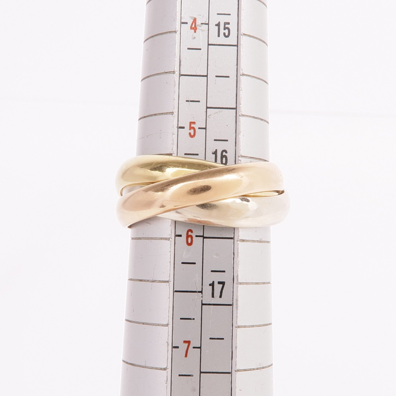CARTIER 18K黃金/白金/玫瑰金Trinity戒指Cartier#51/US#5.5