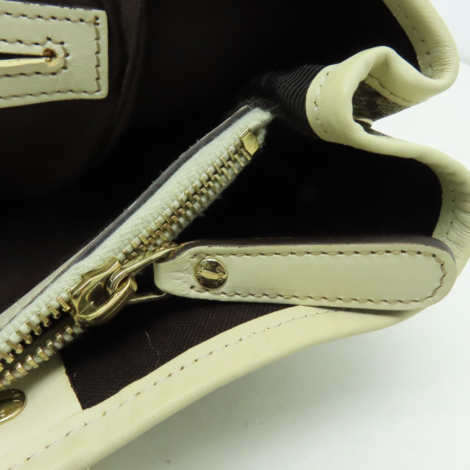 GUCCI 【激減優惠】塗層帆布Tote Bag金扣手挽袋啡色/米色