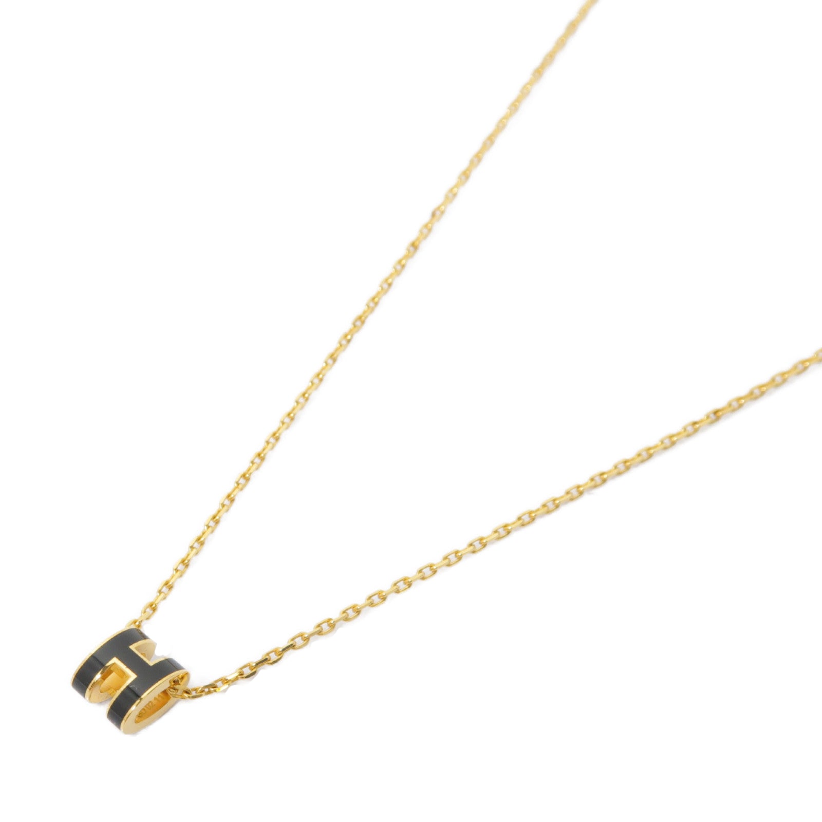 HERMES 金屬Pop H Mini Necklace項鍊黑色/金色