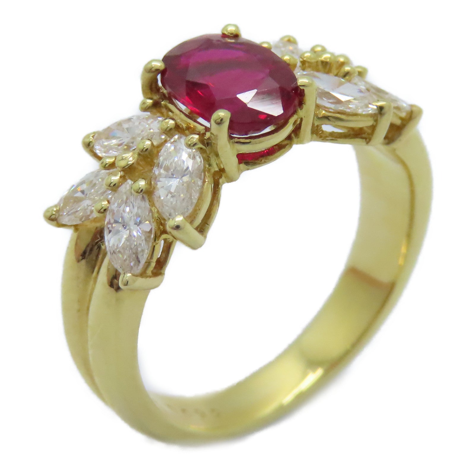 JEWELRY 18K黃金Ruby Diamond Ring 1.00ct紅寶石/0.92ct鑚石戒指US#6.25