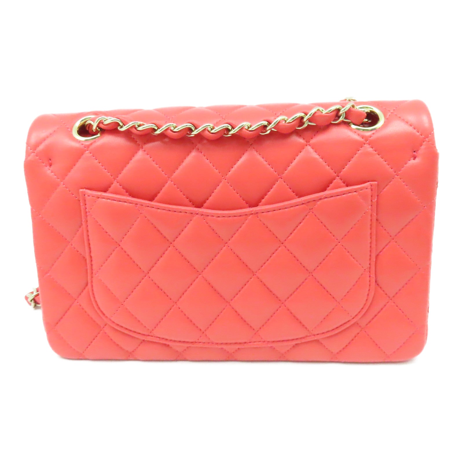CHANEL 【清倉大減價】菱格羊皮皮革Chain Shoulder Bag金扣鏈帶肩背袋紅色