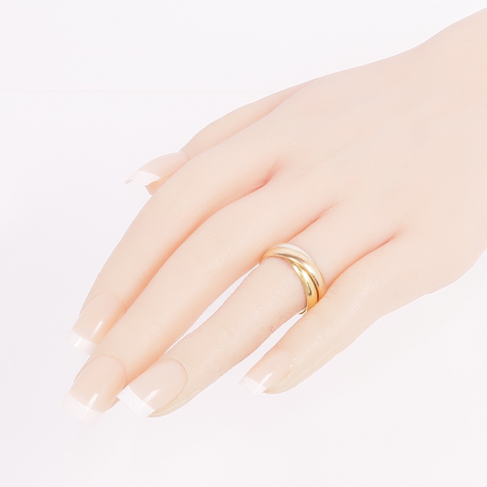 CARTIER 18K黃金/白金/玫瑰金Trinity戒指Cartier#51/US#5.5