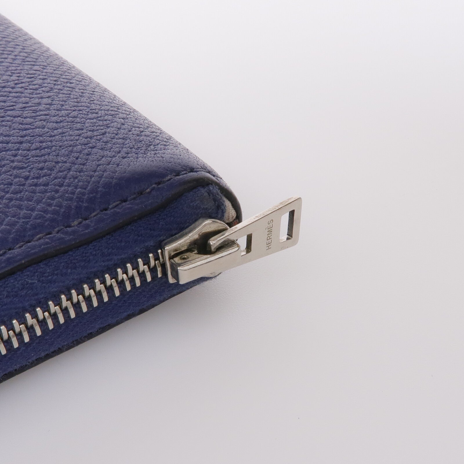 HERMES Epsom皮革Silk-In Azap Long銀扣長錢包Bleu Saphir