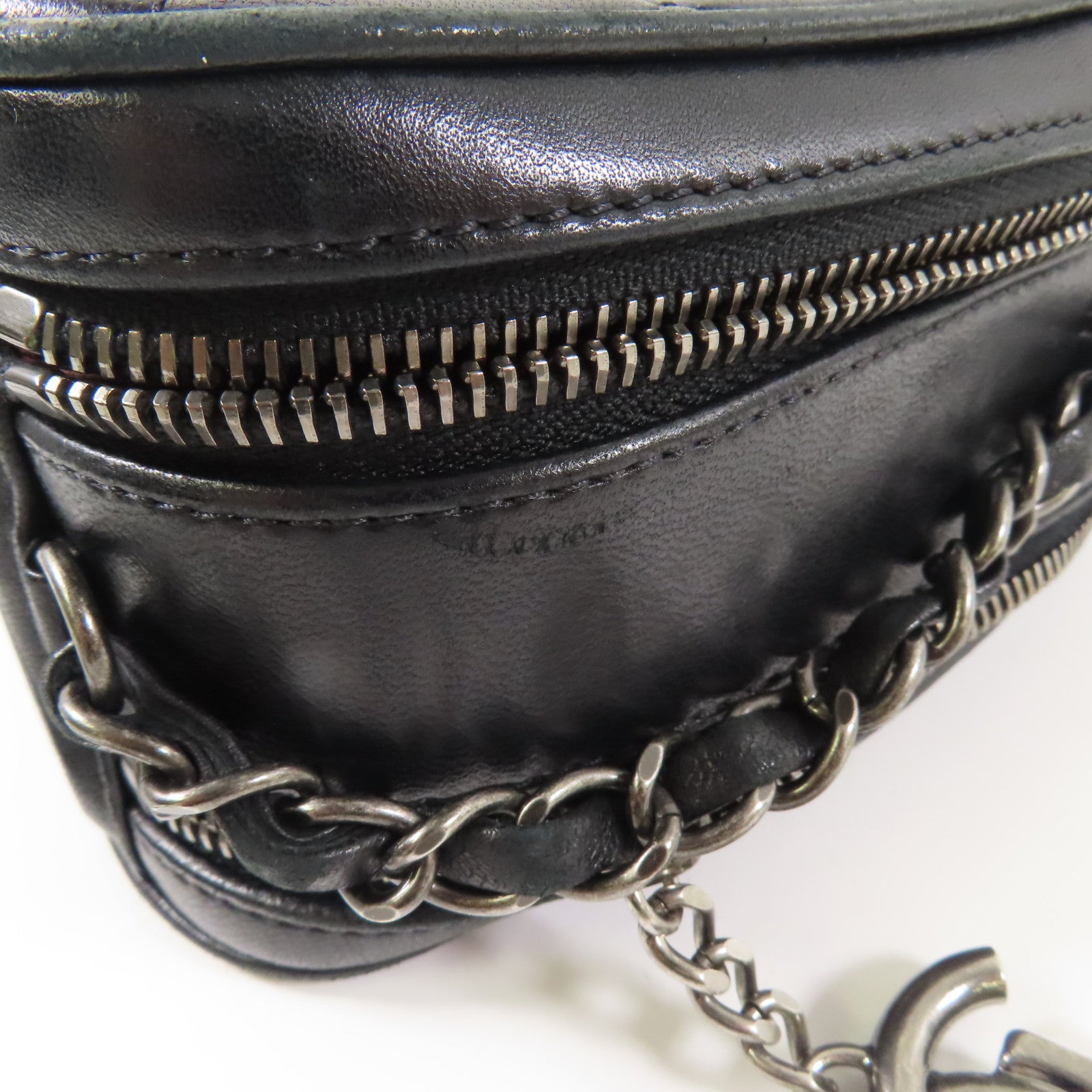 CHANEL 牛皮皮革Chain Shoulder Bag銀扣鏈帶肩背袋