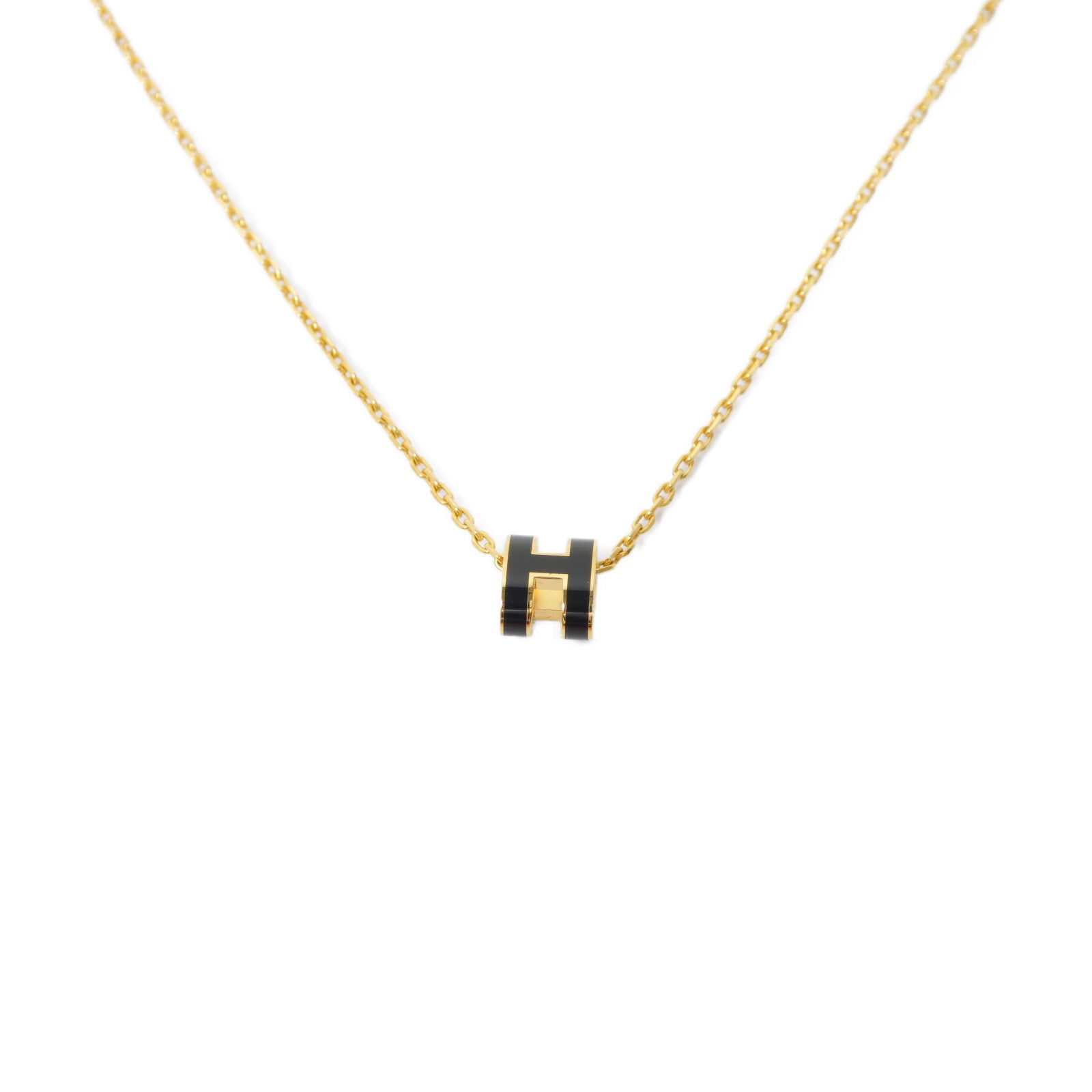 HERMES 金屬Pop H Mini Necklace項鍊黑色/金色