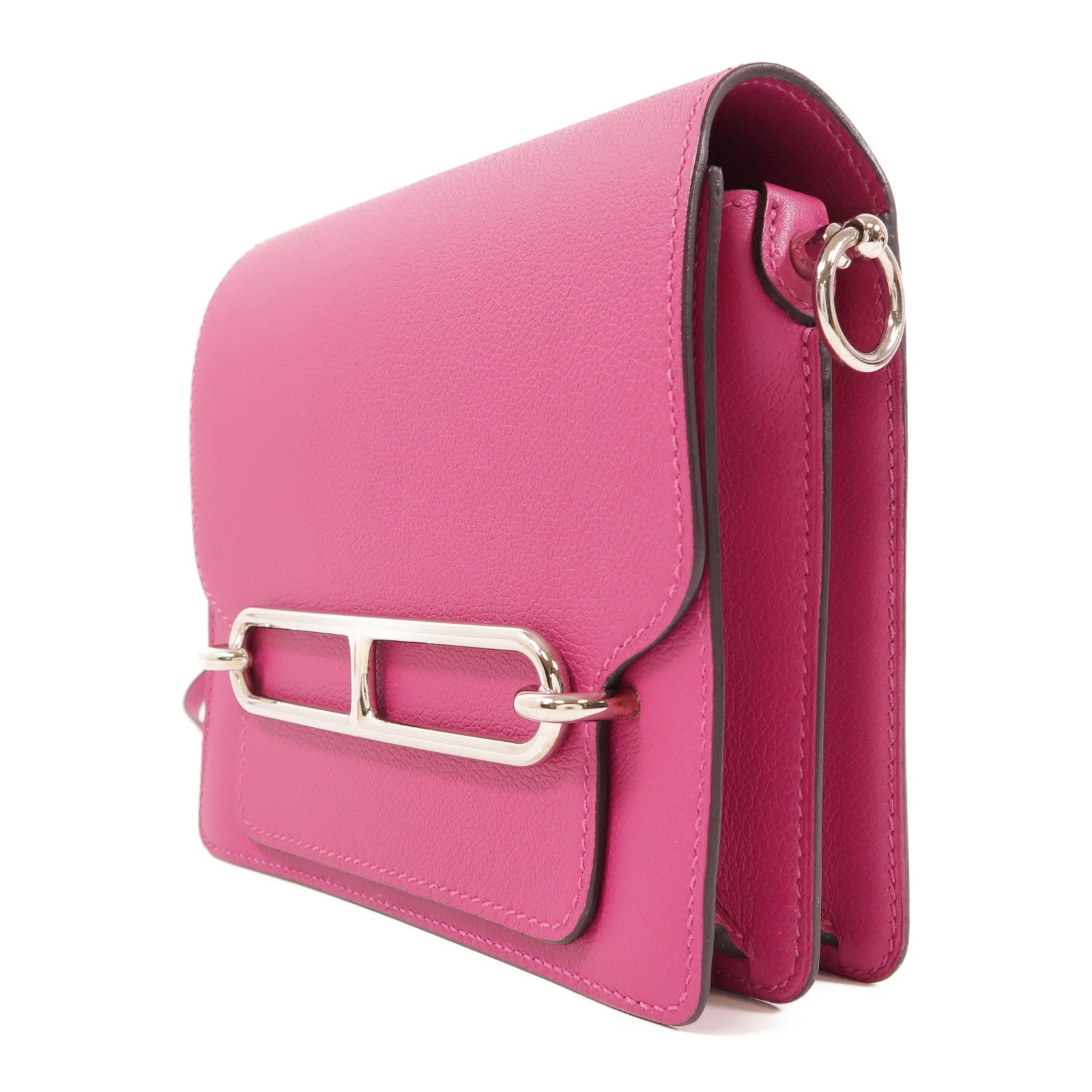 HERMES Evercolor皮革Mini Roulis銀扣肩背袋Anemone