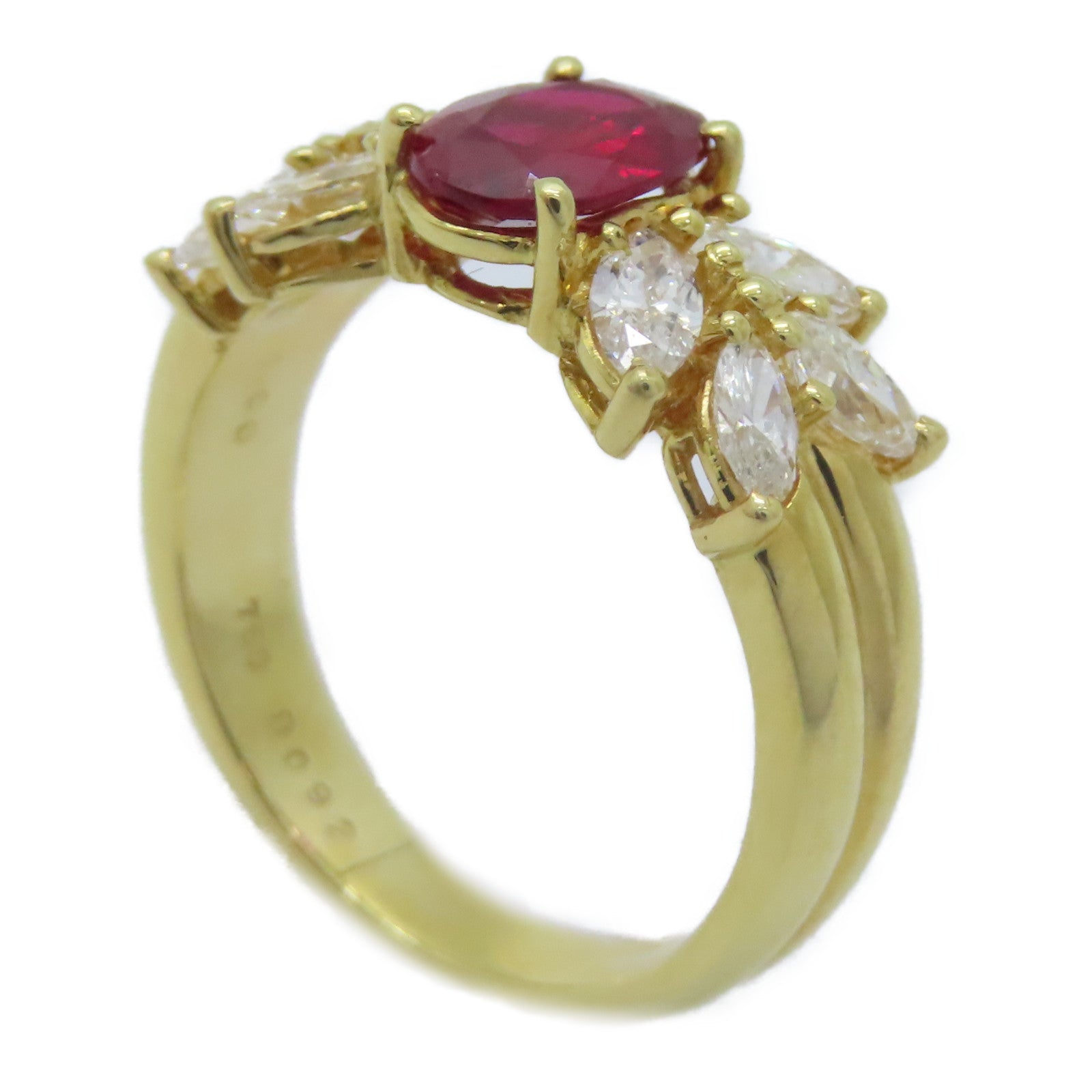 JEWELRY 18K黃金Ruby Diamond Ring 1.00ct紅寶石/0.92ct鑚石戒指US#6.25