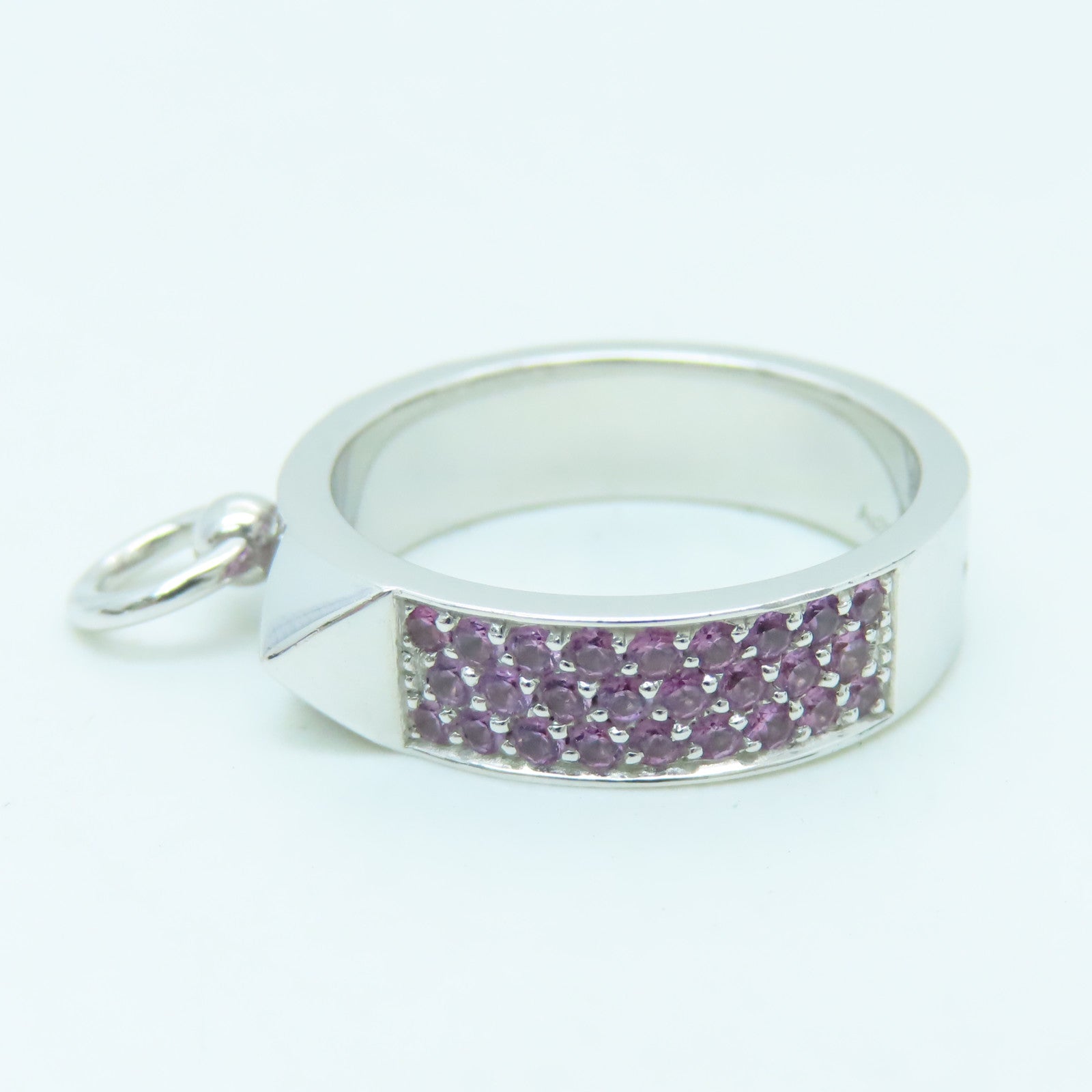 HERMES 18K White Gold Collier De Chien 0.64ct Pink Sapphire Ring #52 US#5.75