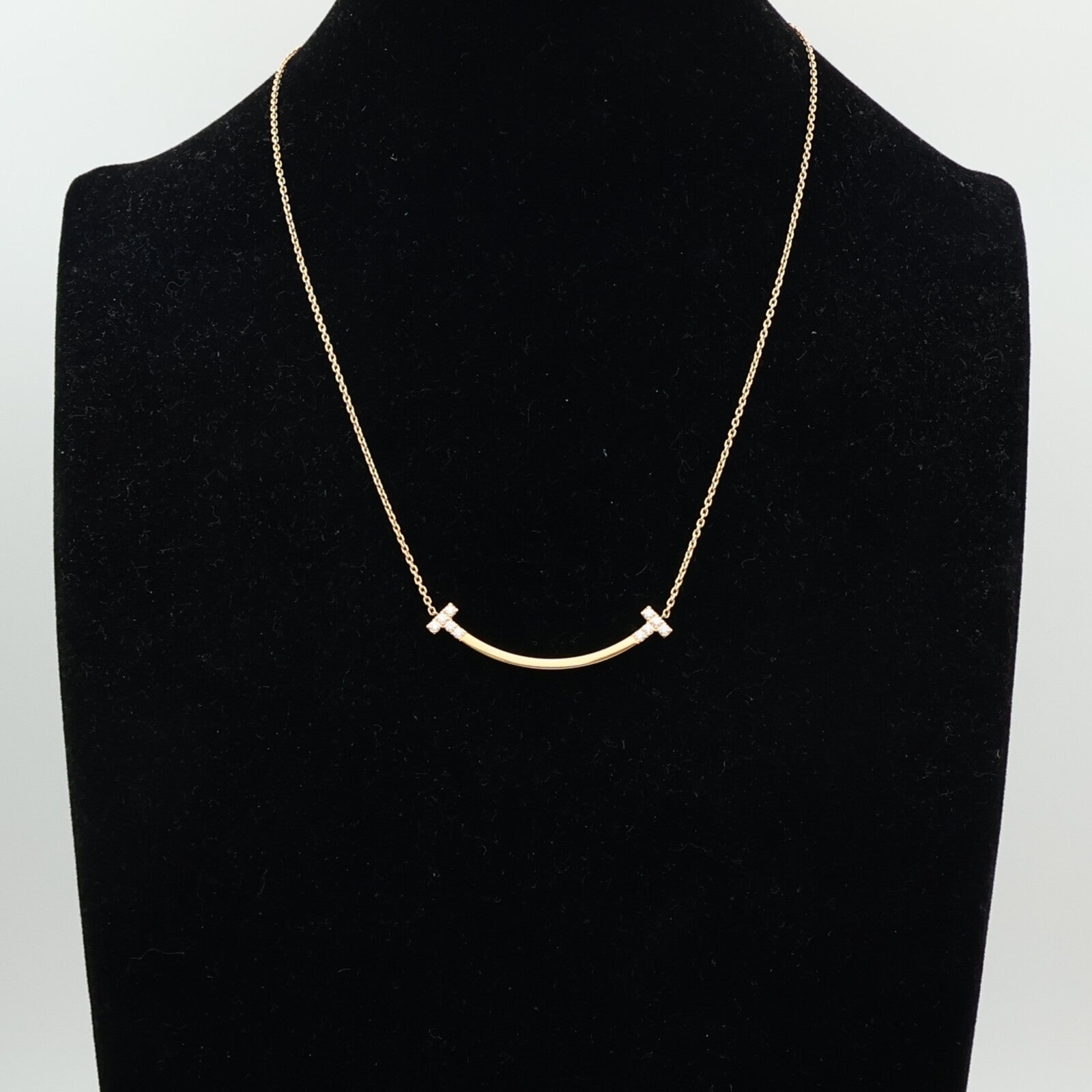 TIFFANY＆CO 18K黃金T-Smile Diamond Pendent鑽石項鍊