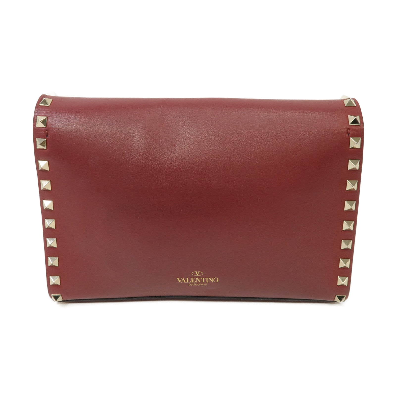 Valentino 羊皮皮革Shoulder Bag金扣肩背袋紅色