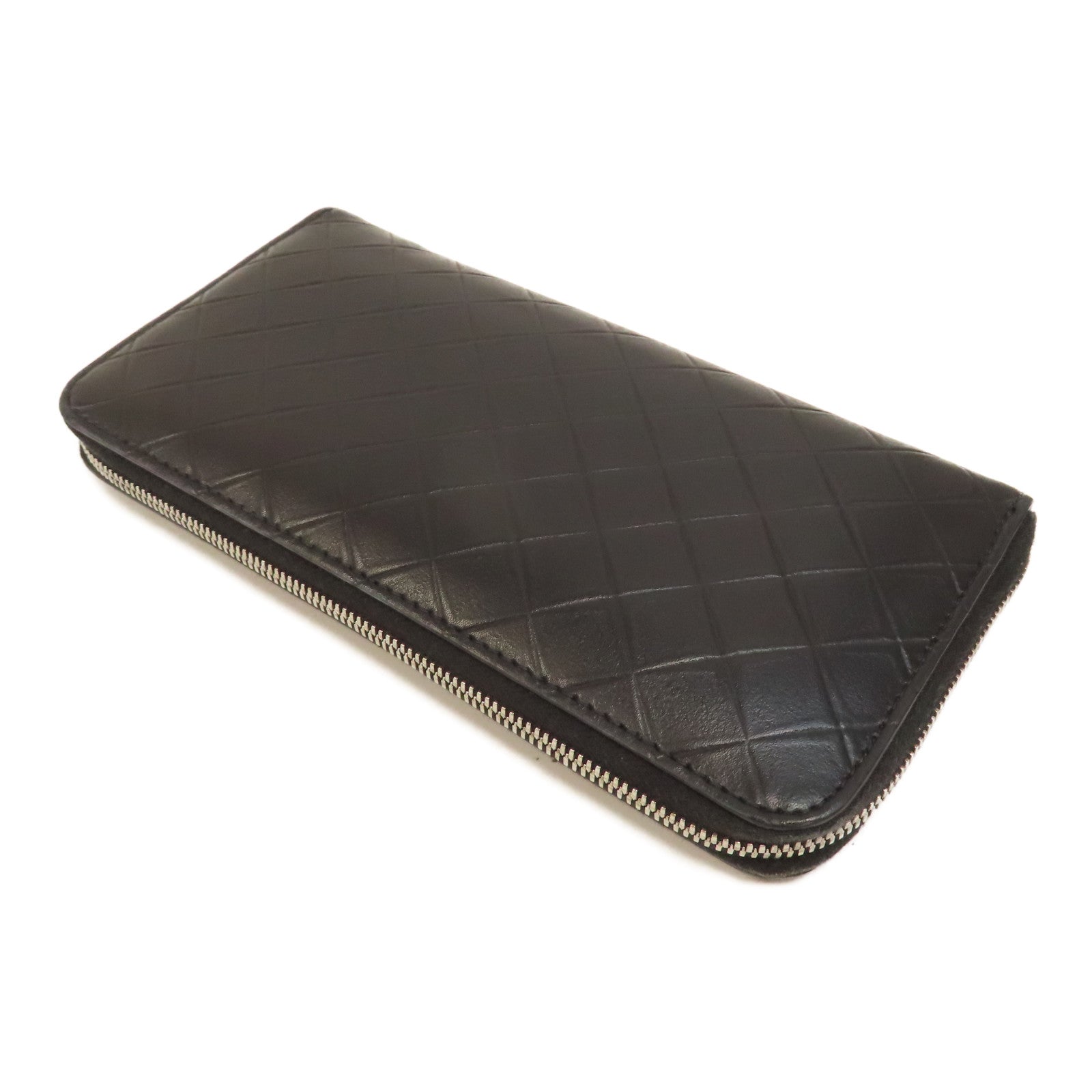 BOTTEGA VENETA 羊皮皮革Long Wallet銀扣長錢包黑色