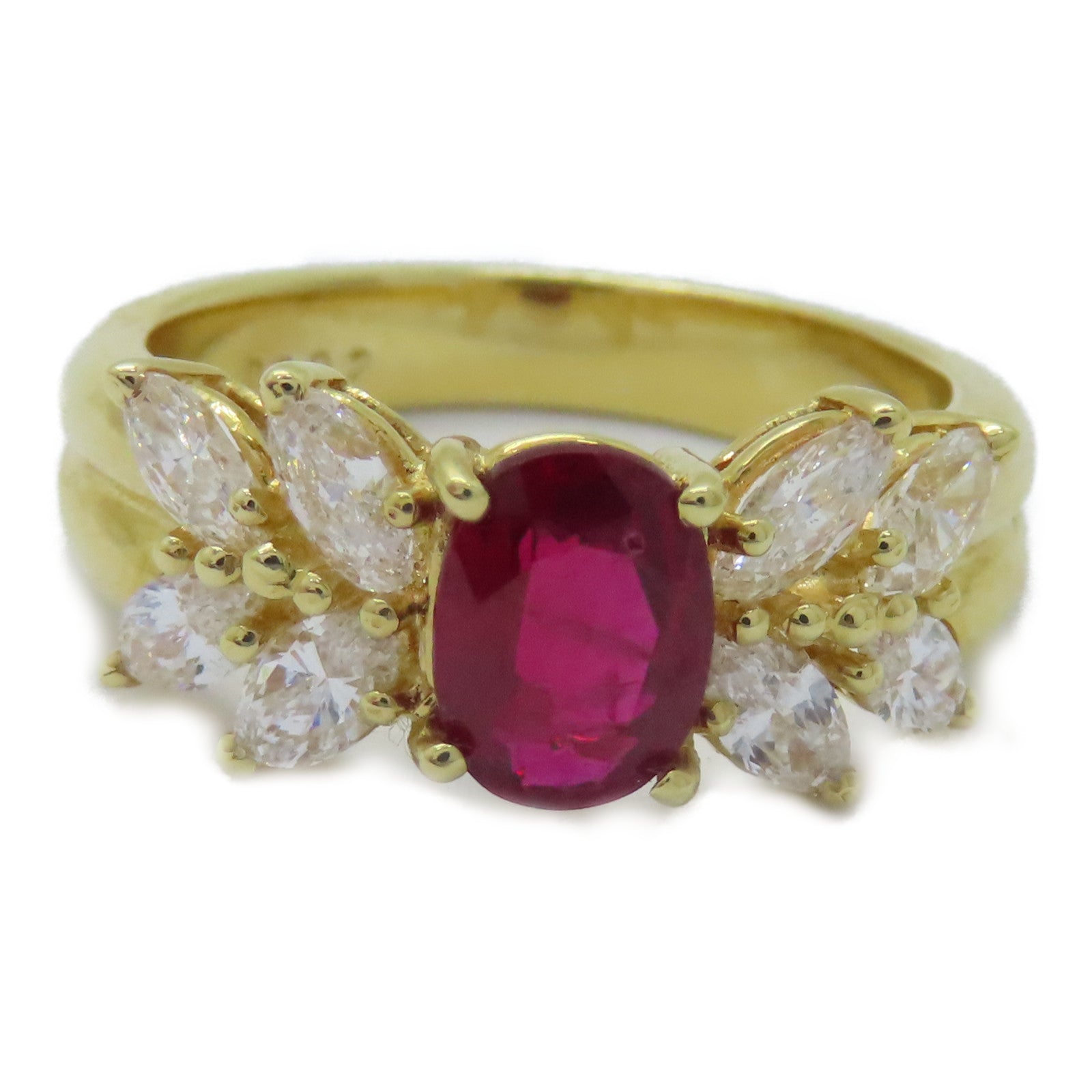 JEWELRY 18K黃金Ruby Diamond Ring 1.00ct紅寶石/0.92ct鑚石戒指US#6.25