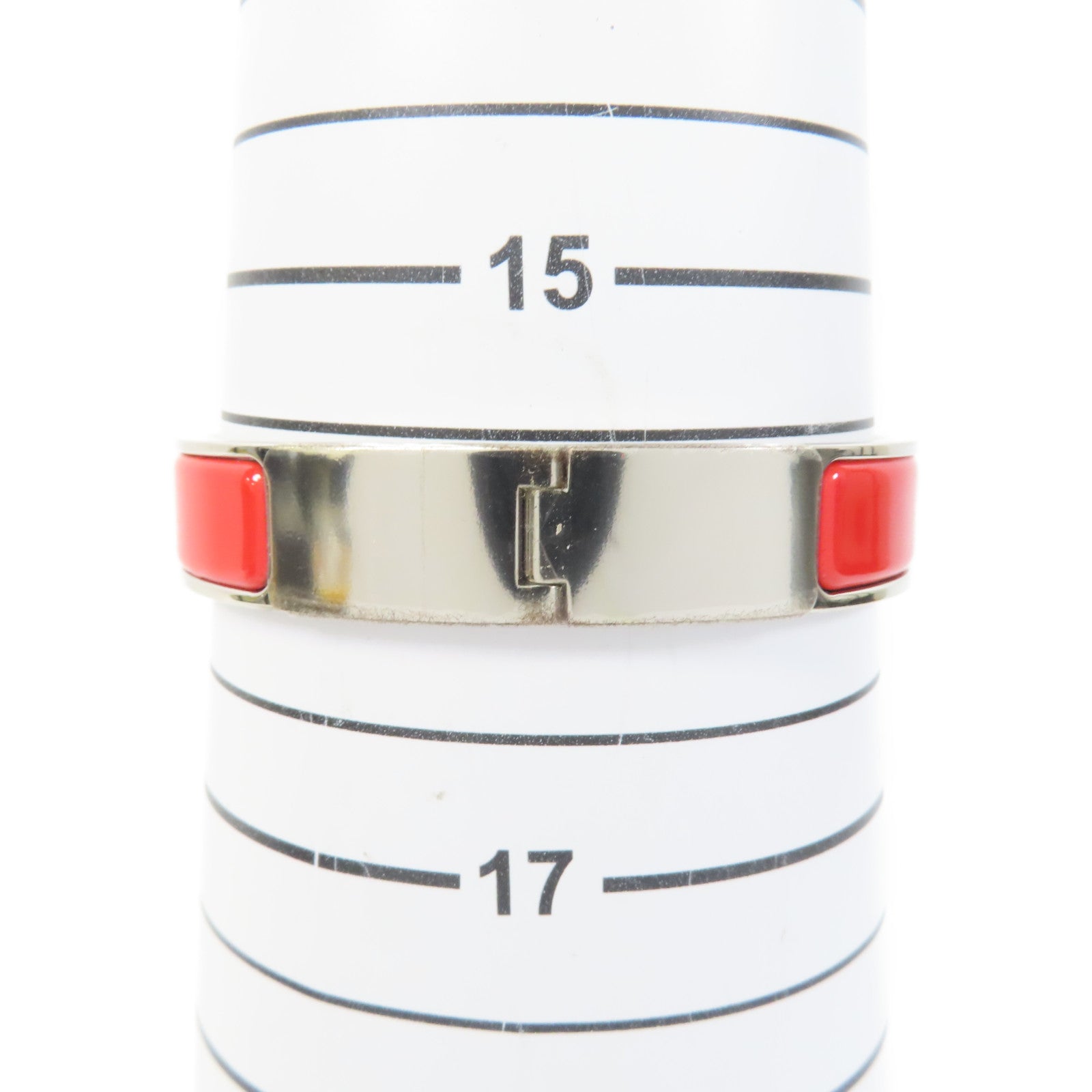 HERMES 金屬Clic H Bracelet手鐲紅色/白色