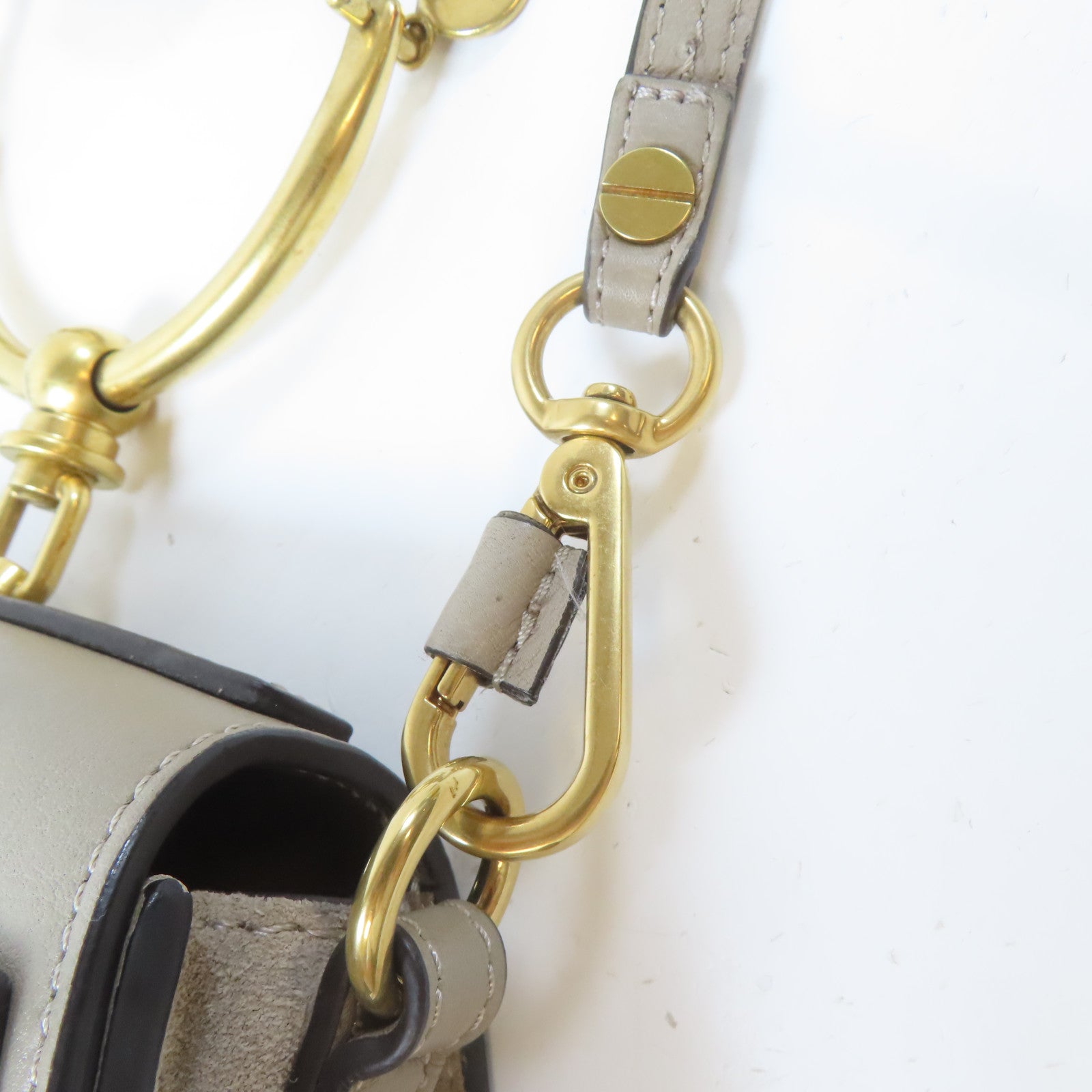 Chloe 牛皮皮革Nile Bag金扣手挽肩背兩用袋啡色