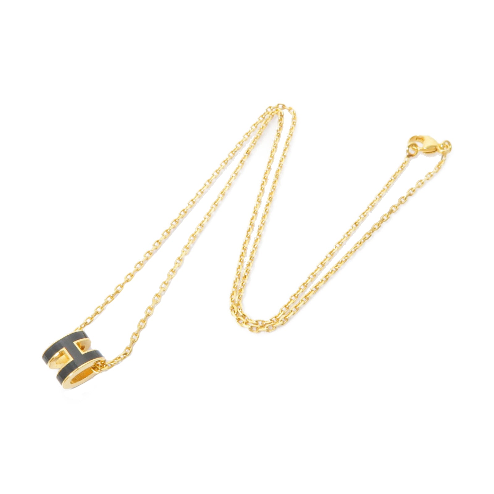 HERMES 金屬Pop H Mini Necklace項鍊黑色/金色