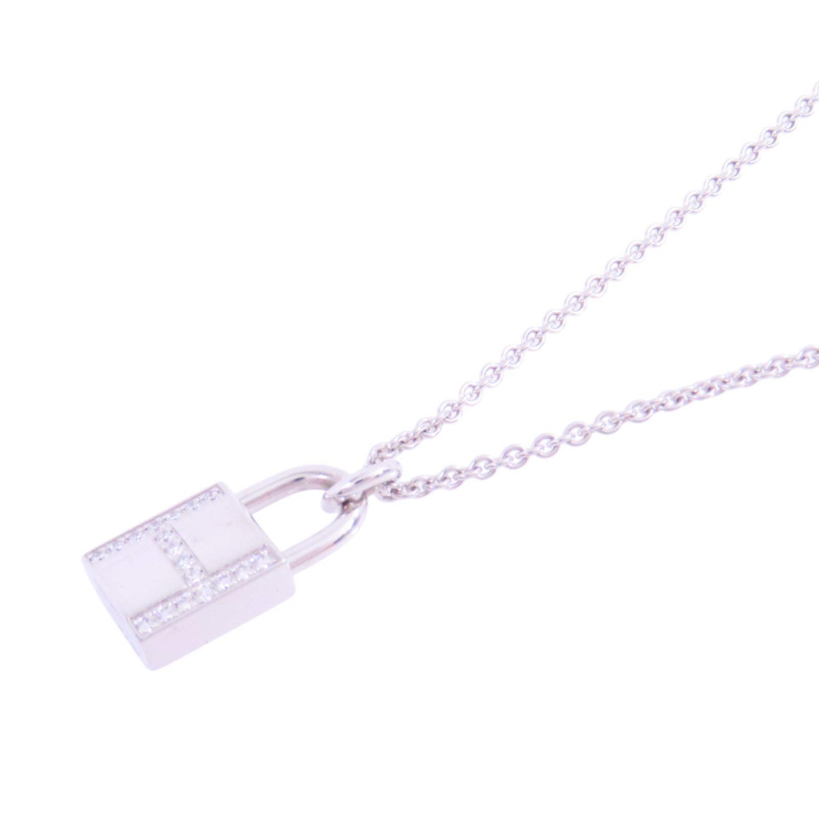 HERMES 【激減優惠】18K白金/鑽石Kelly Cadenas Pendant Necklace銀扣項鏈