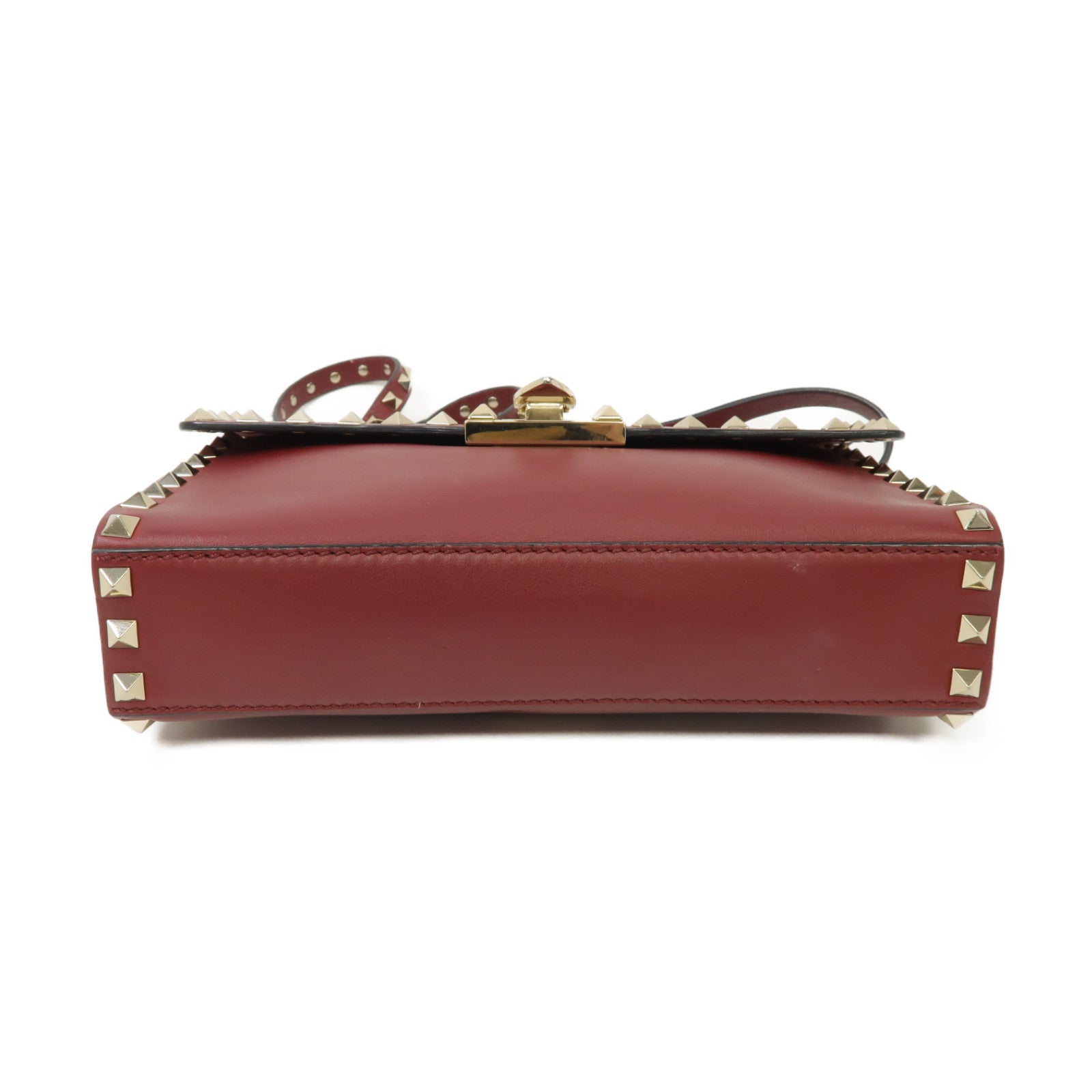 Valentino 羊皮皮革Shoulder Bag金扣肩背袋紅色