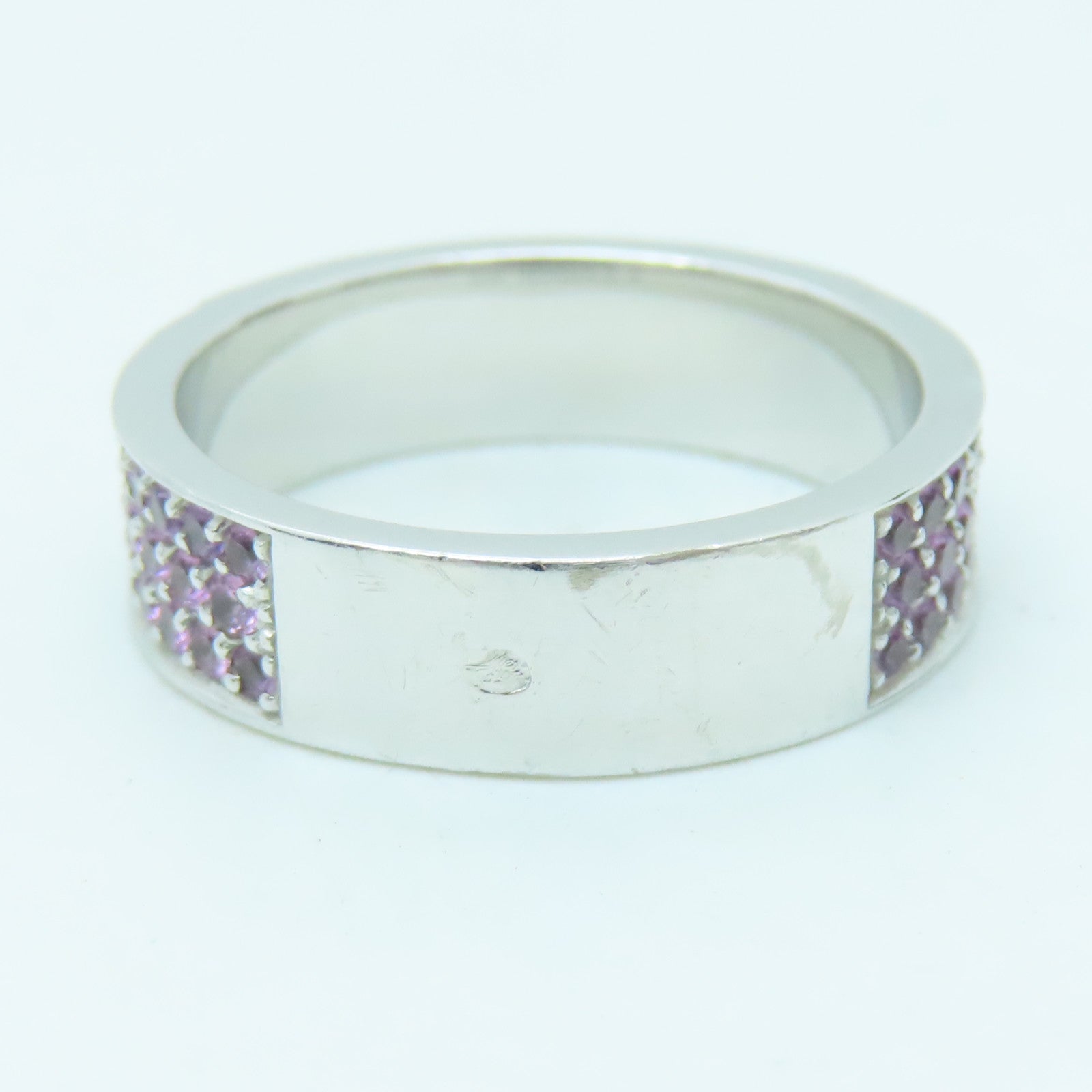 HERMES 18K White Gold Collier De Chien 0.64ct Pink Sapphire Ring #52 US#5.75