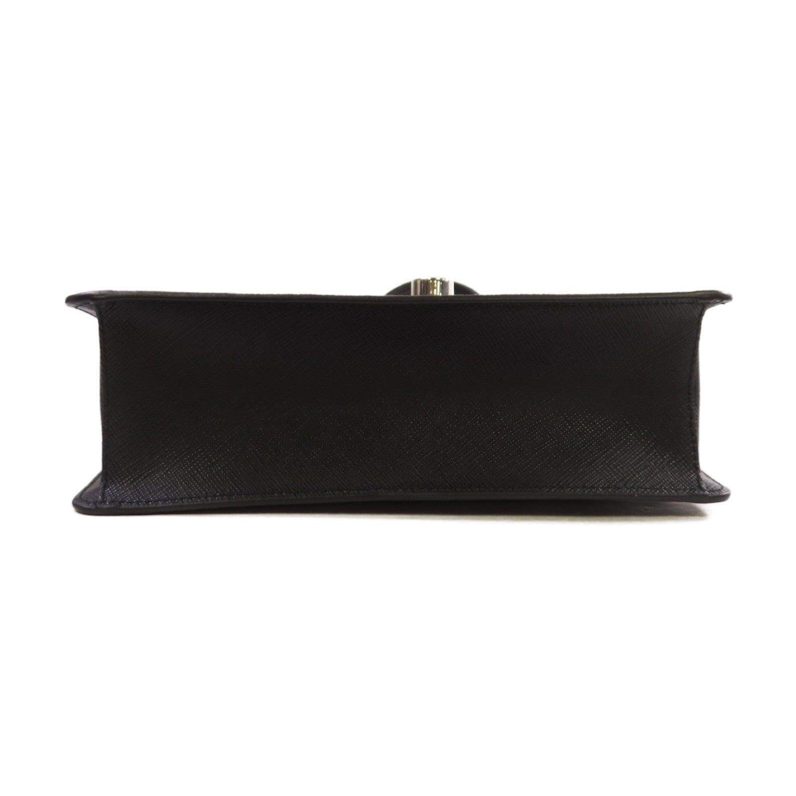 PRADA Saffiano皮革Chain Shoulder Bag銀扣鏈帶肩背袋黑色