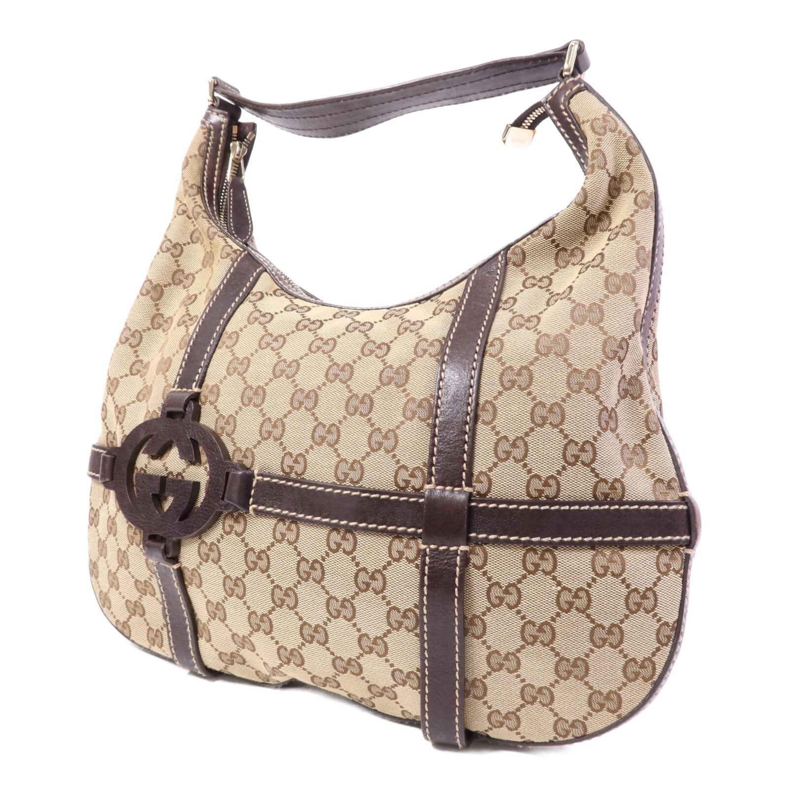 GUCCI 帆布Shoulder Bag金扣肩背袋