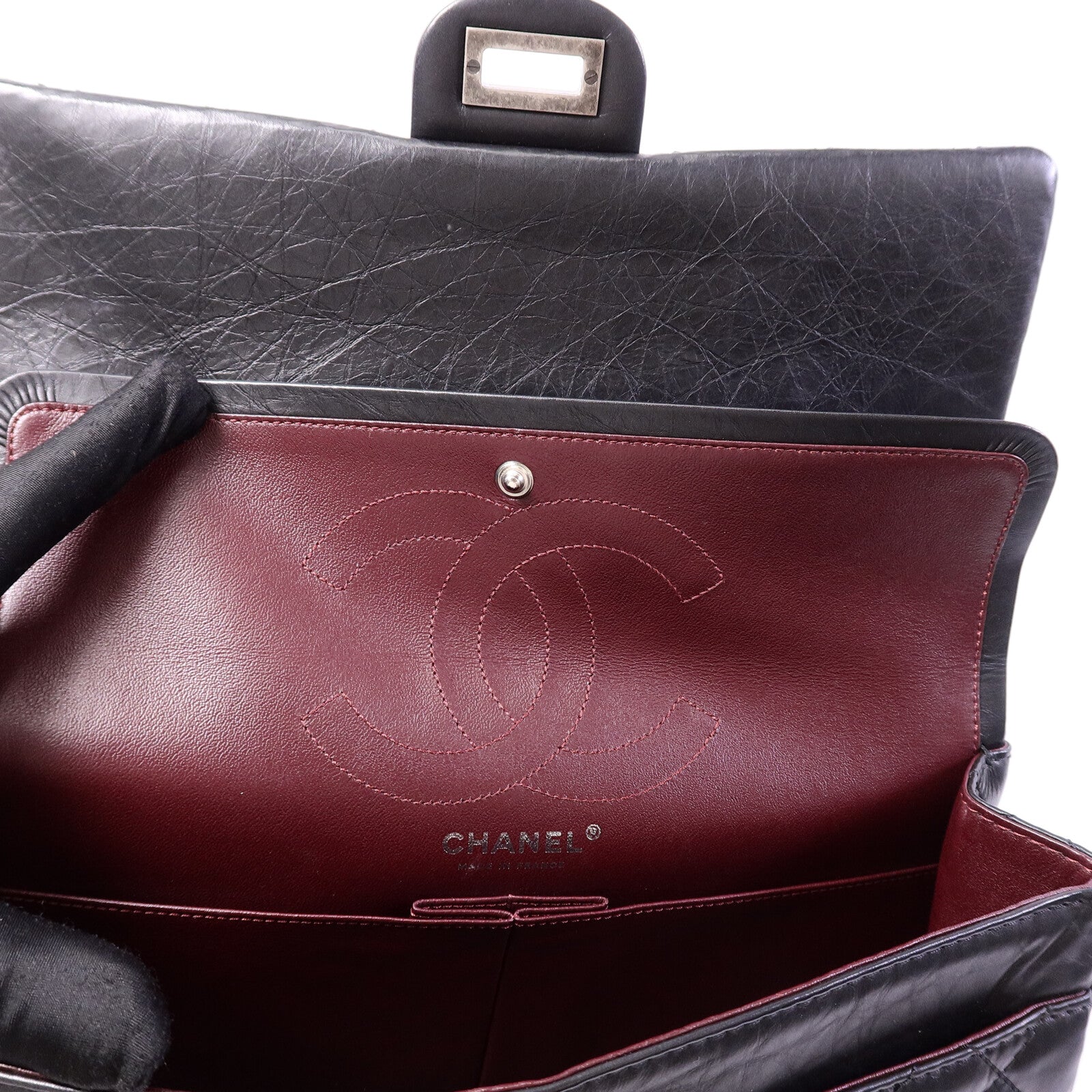 CHANEL 牛皮皮革2.55 Medium鏈帶肩背袋