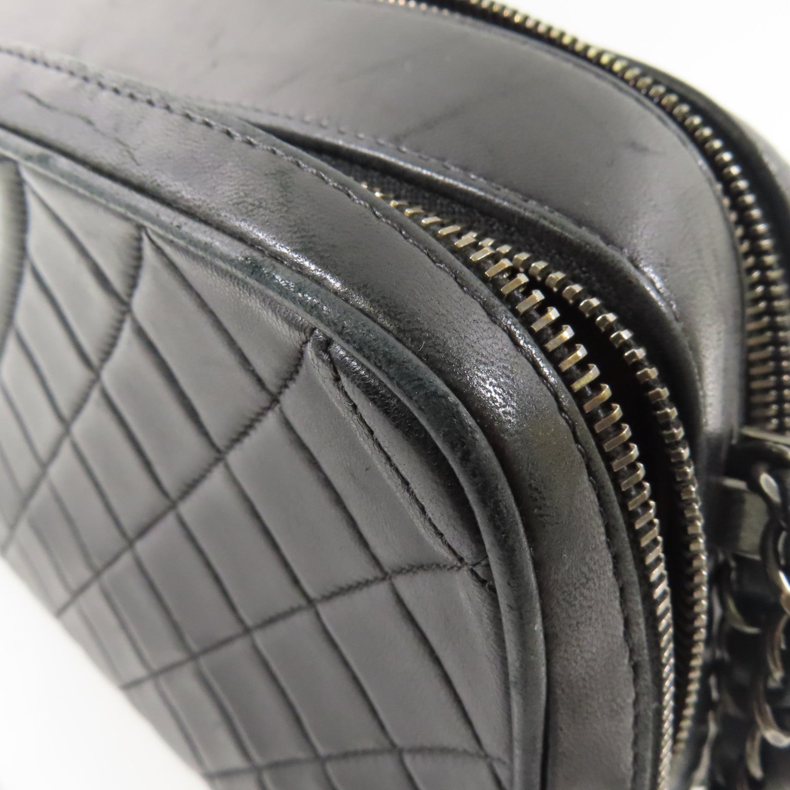 CHANEL 牛皮皮革Chain Shoulder Bag銀扣鏈帶肩背袋