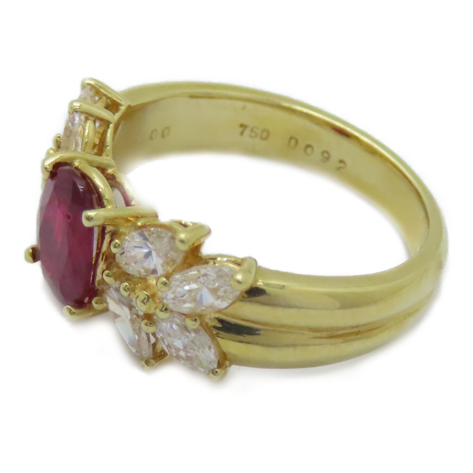 JEWELRY 18K黃金Ruby Diamond Ring 1.00ct紅寶石/0.92ct鑚石戒指US#6.25