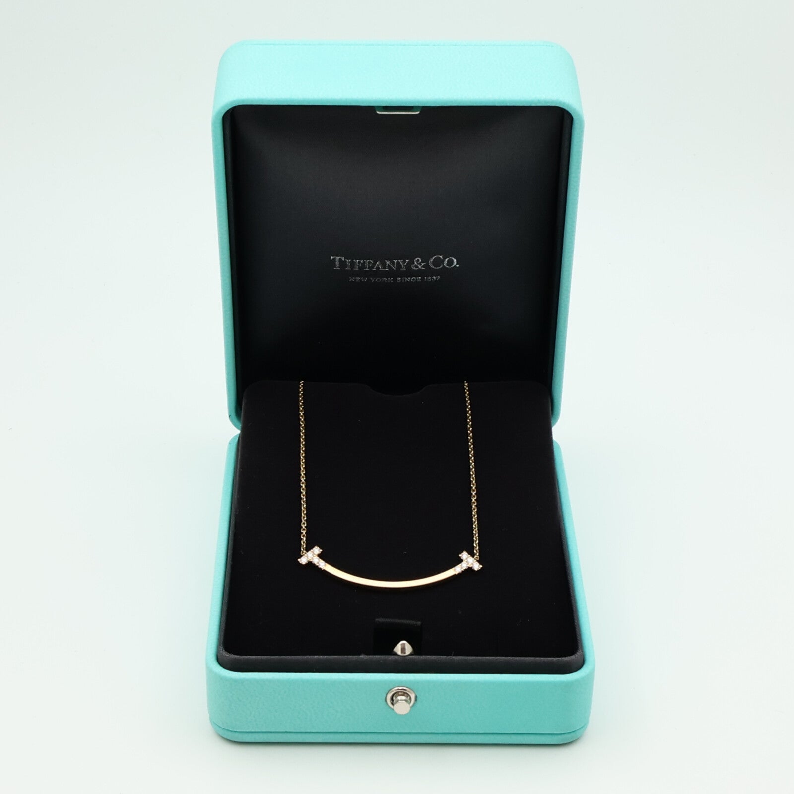 TIFFANY＆CO 18K黃金T-Smile Diamond Pendent鑽石項鍊