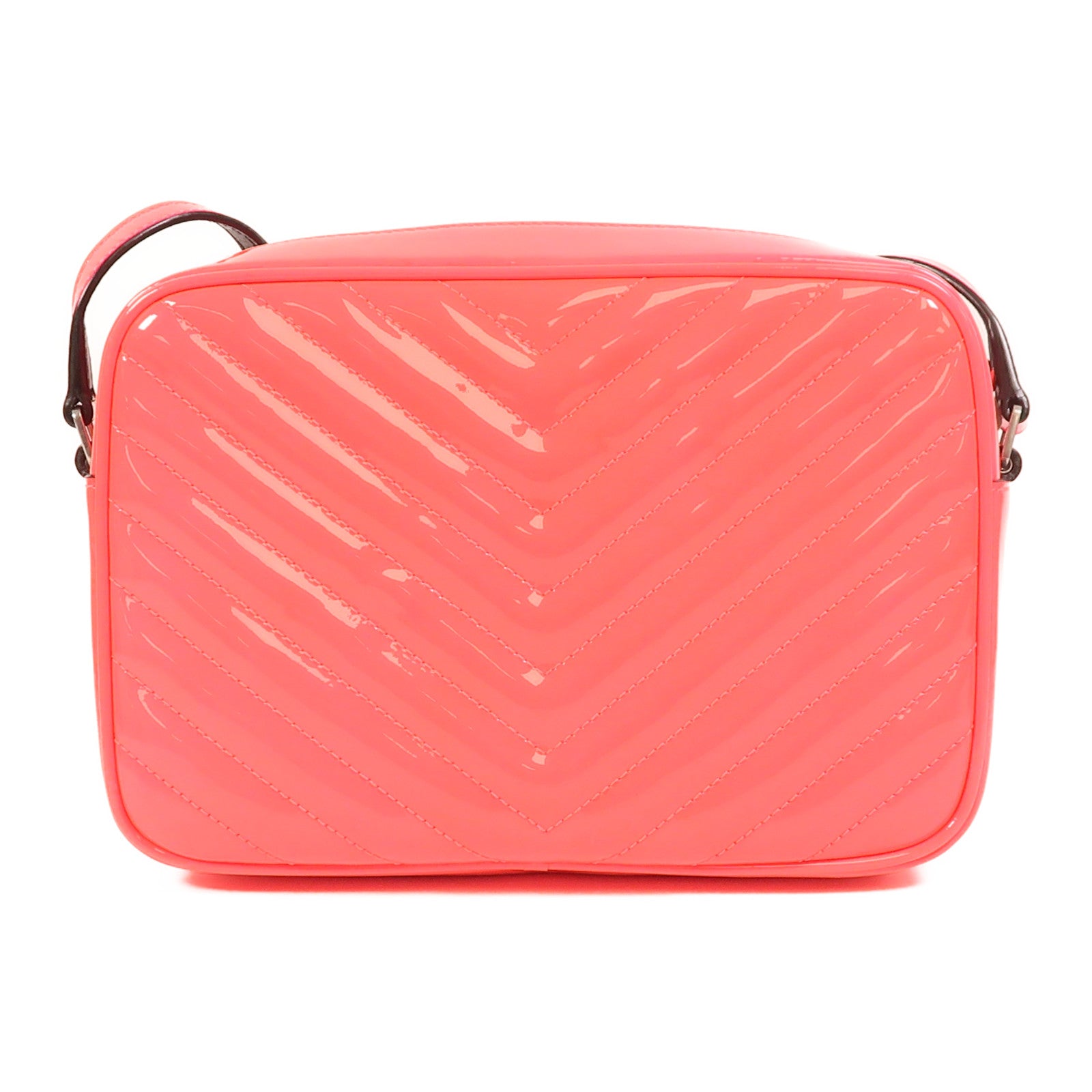 SAINT LAURENT 漆皮皮革Lou Camera Bag銀扣肩背袋