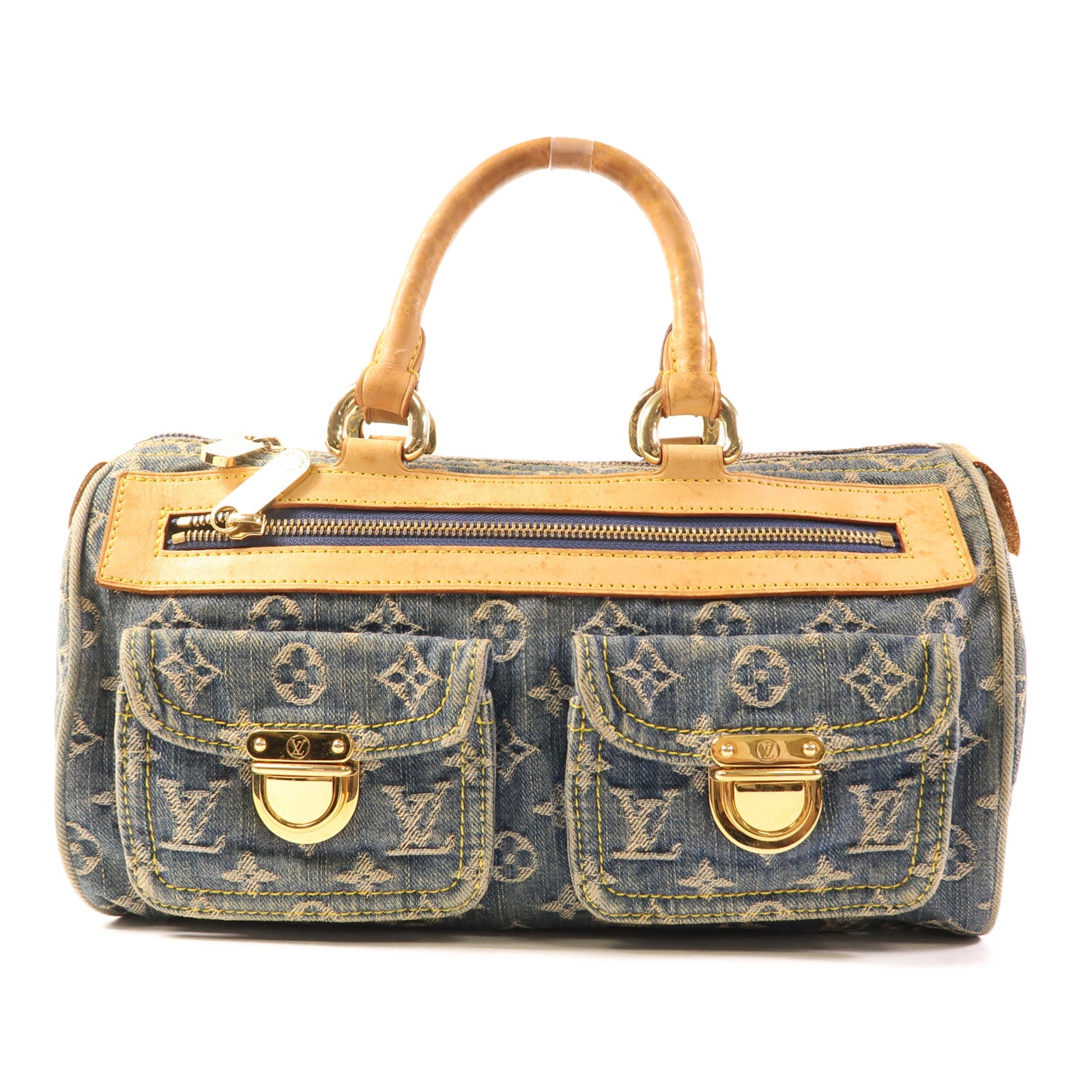 LOUIS VUITTON Monogram Denim Neo Speedy金扣手挽袋