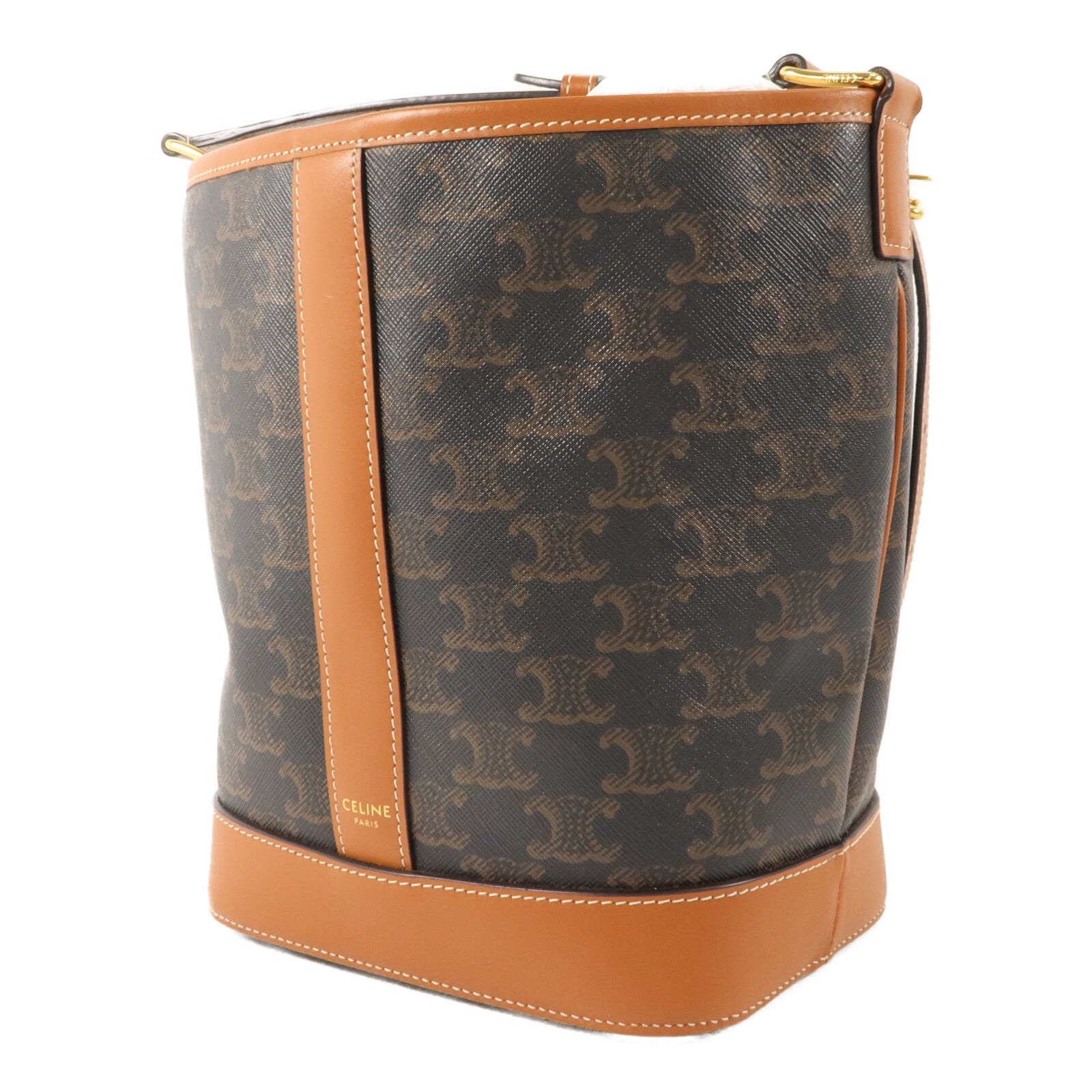 CELINE 塗層帆布Triomphe Small Bucket肩背袋