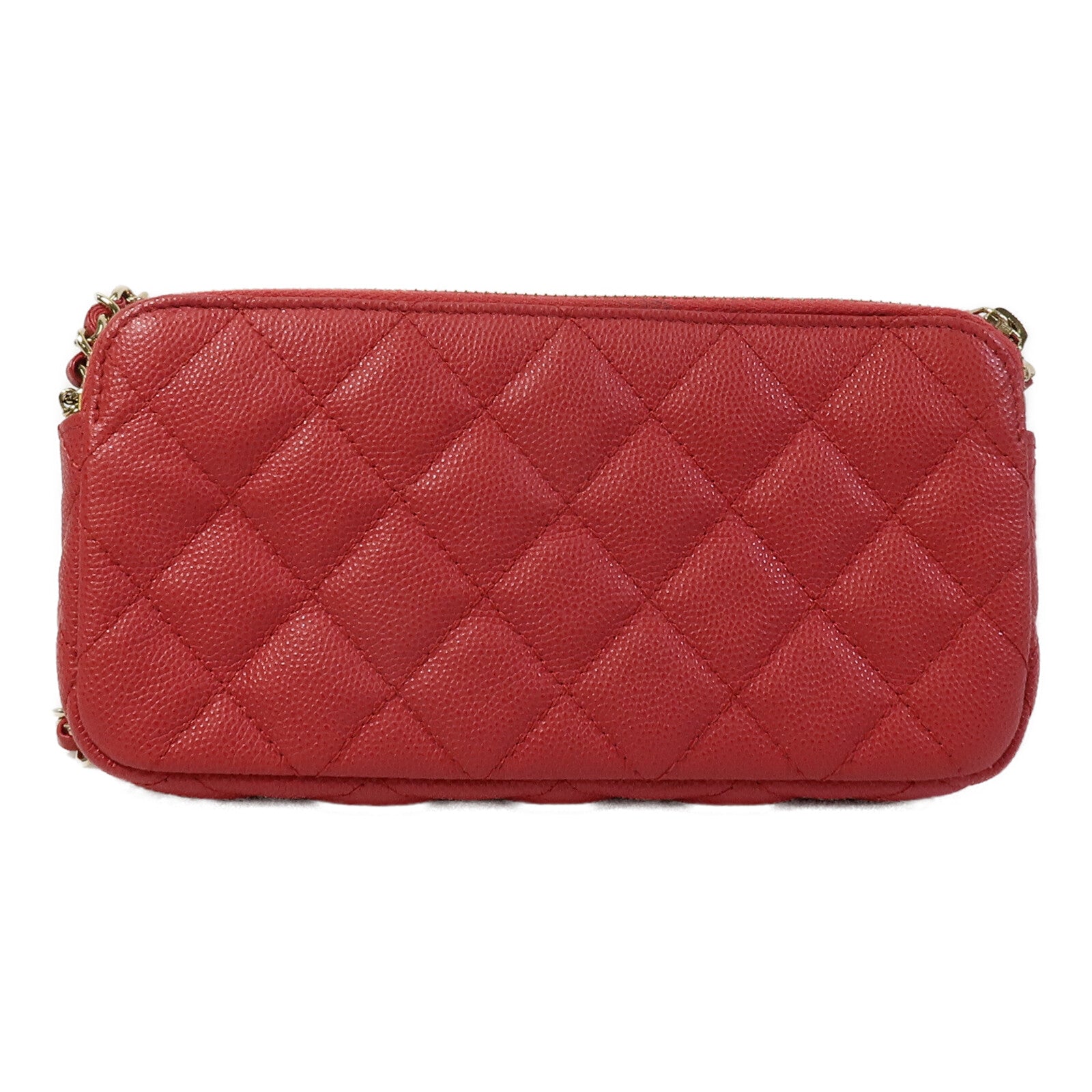 CHANEL 牛皮皮革Zipper Phone Bag鏈帶肩背袋