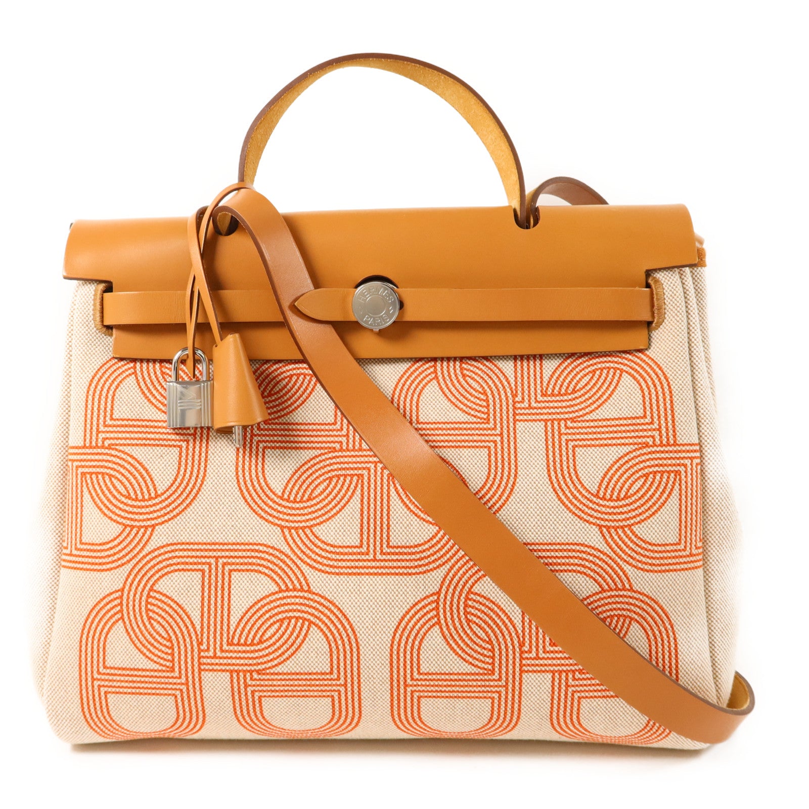 HERMES 帆布Herbag PM銀扣手挽肩背兩用袋