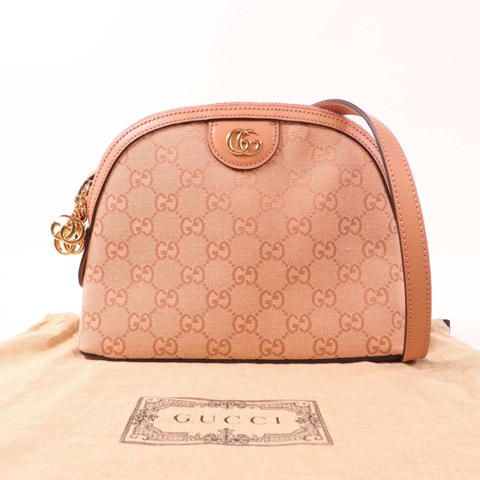 GUCCI 帆布Ophidia GG金扣肩背袋