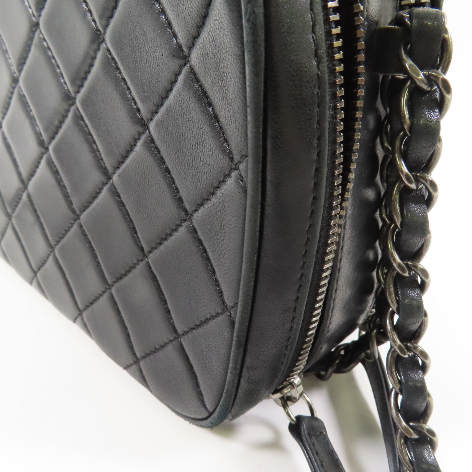 CHANEL 牛皮皮革Chain Shoulder Bag銀扣鏈帶肩背袋