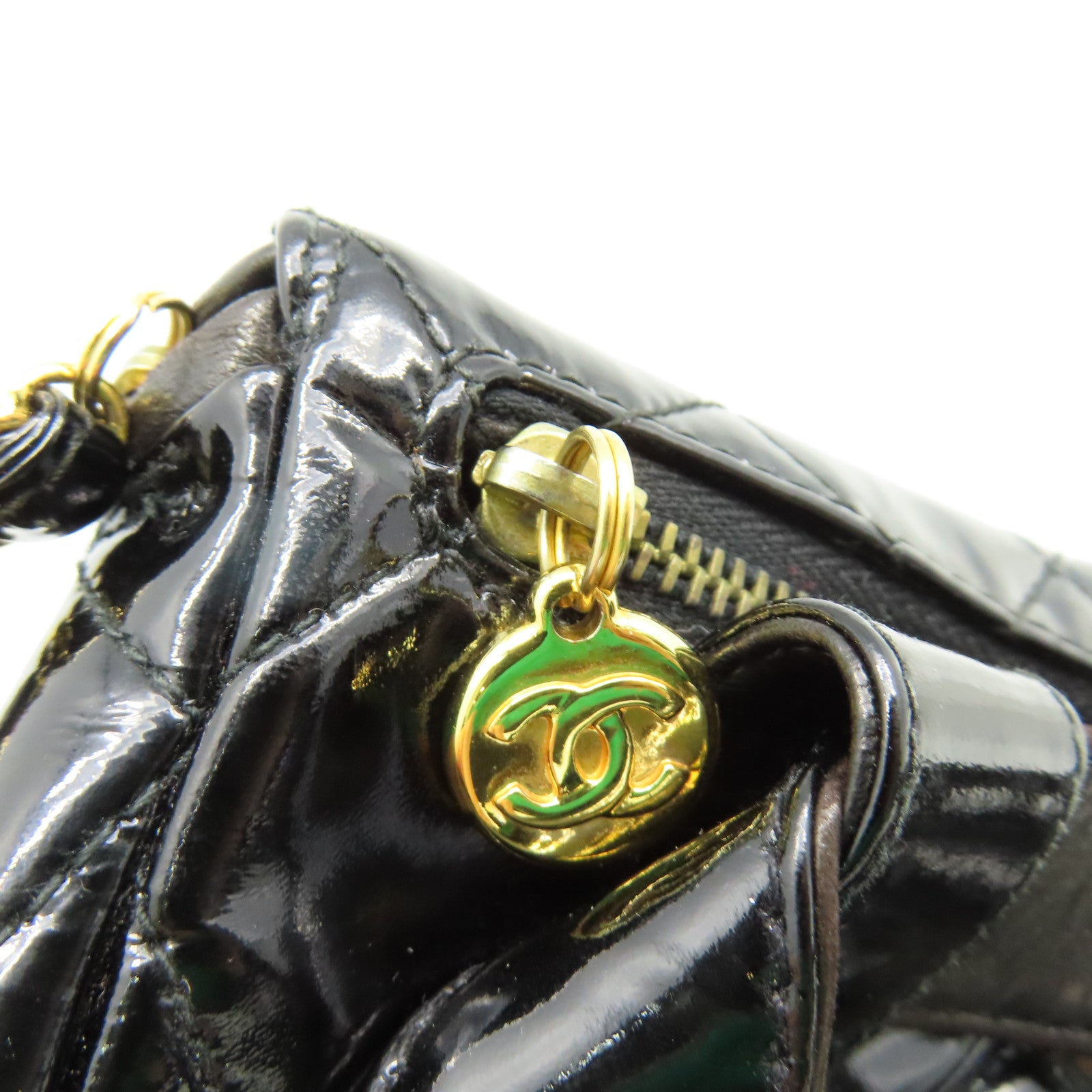 CHANEL **【清倉大減價】菱格漆皮皮革Waist Bag金扣腰包黑色