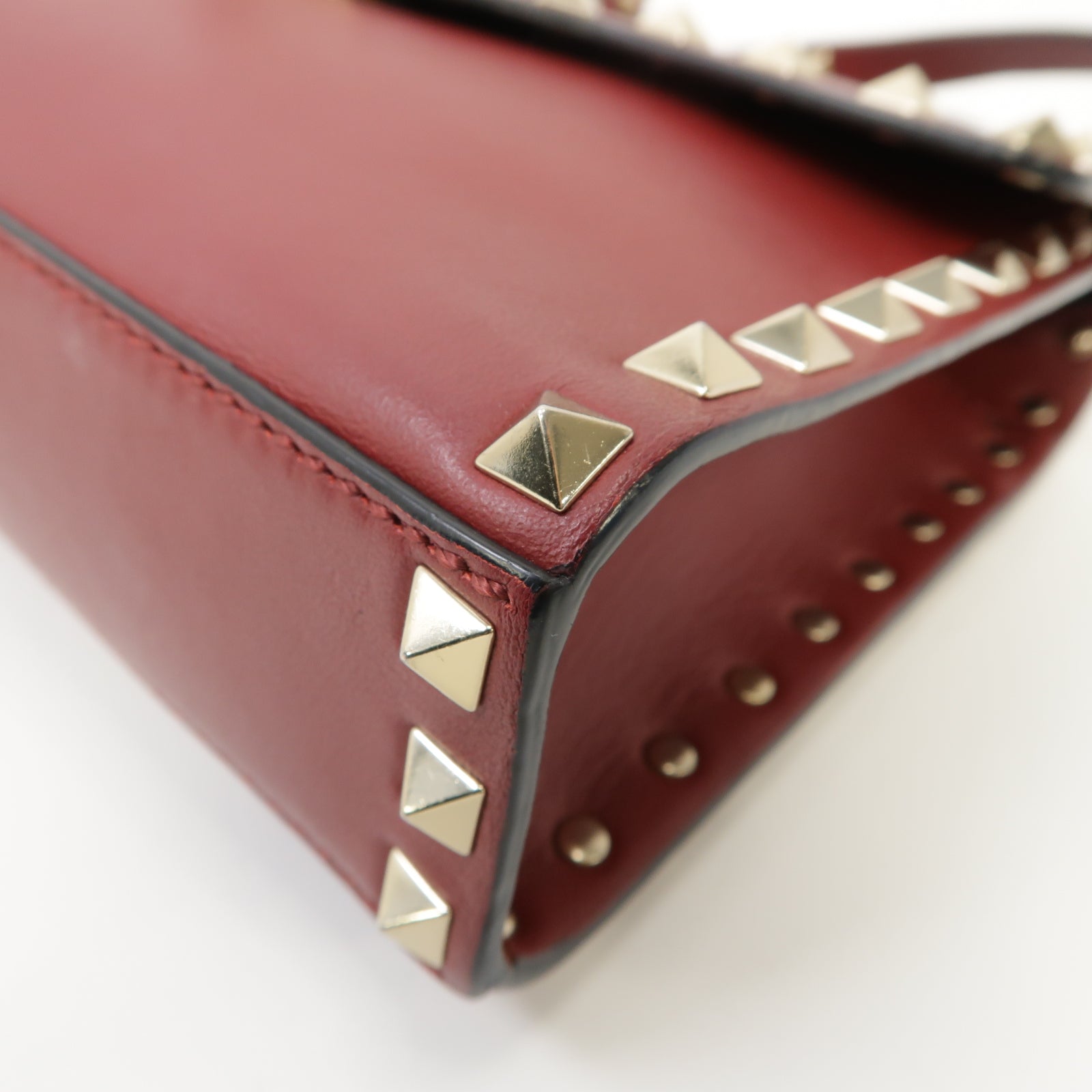 Valentino 羊皮皮革Shoulder Bag金扣肩背袋紅色