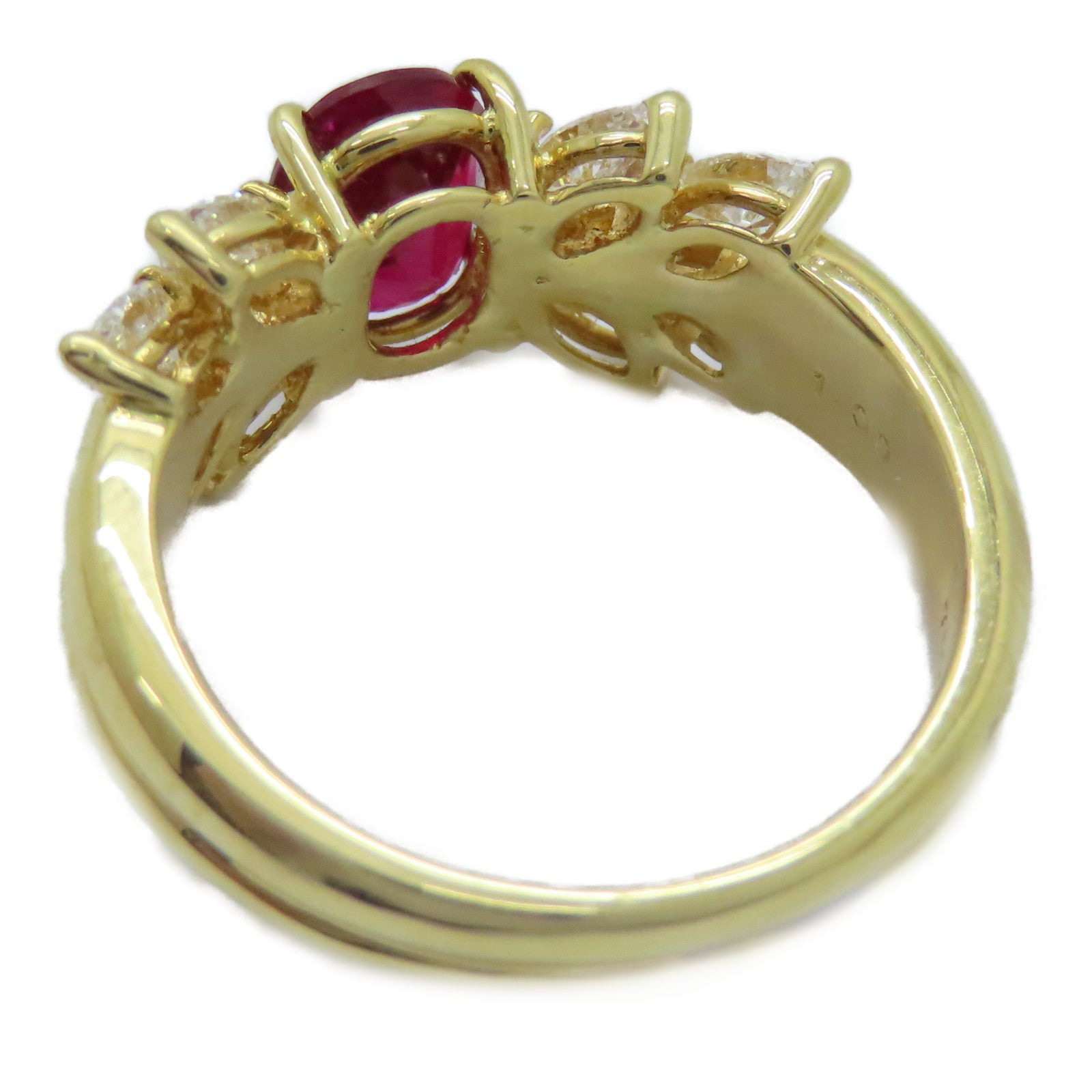JEWELRY 18K黃金Ruby Diamond Ring 1.00ct紅寶石/0.92ct鑚石戒指US#6.25