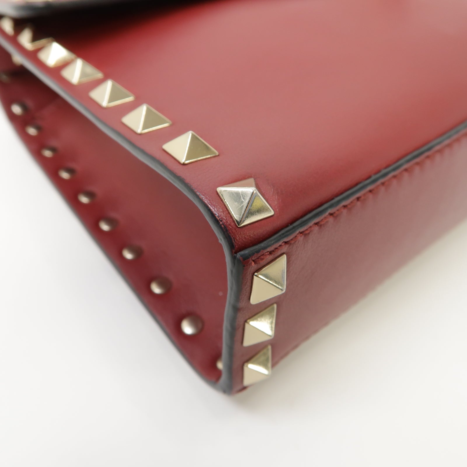 Valentino 羊皮皮革Shoulder Bag金扣肩背袋紅色