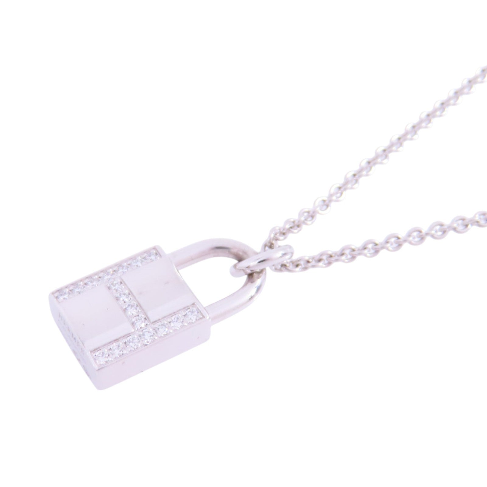 HERMES 【激減優惠】18K白金/鑽石Kelly Cadenas Pendant Necklace銀扣項鏈