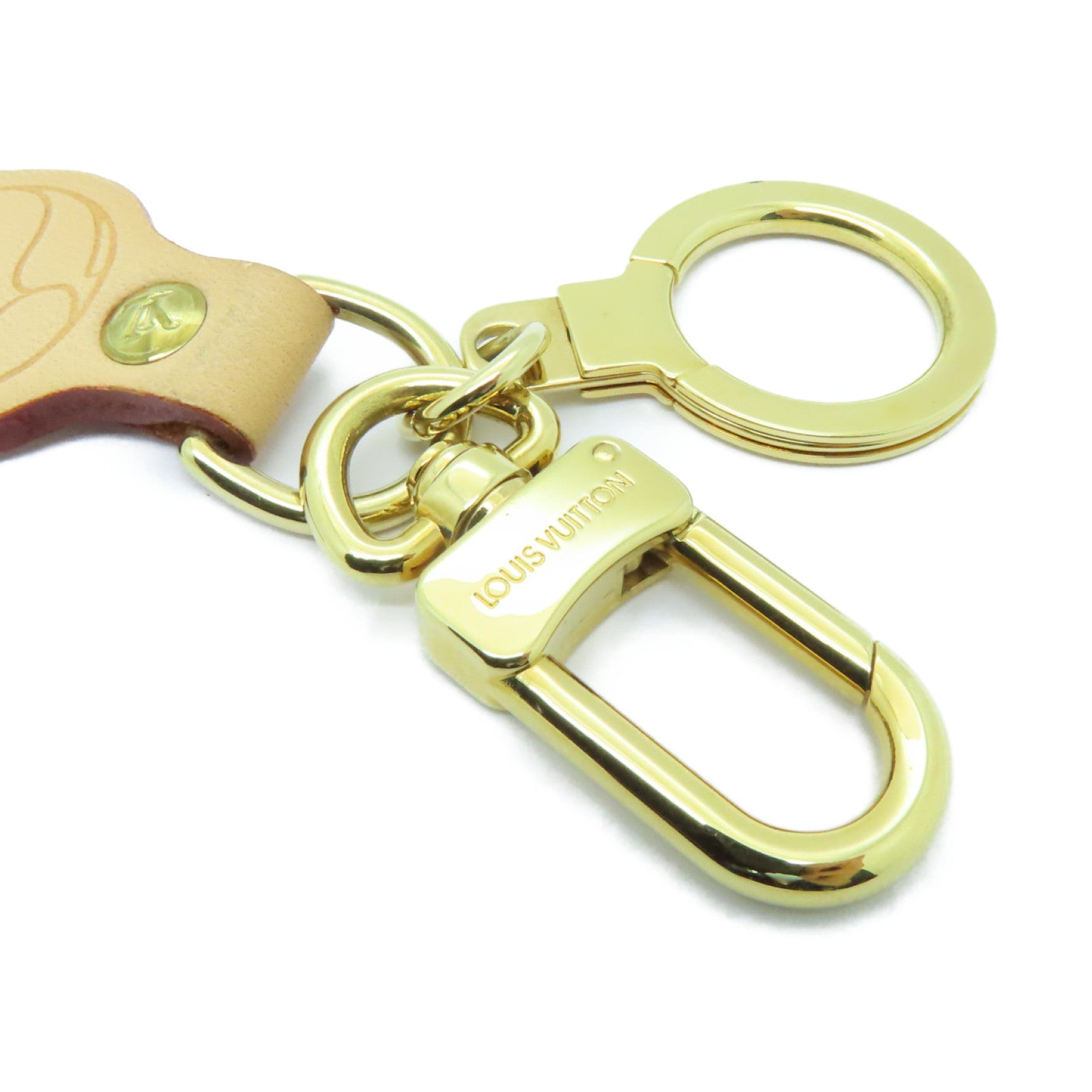LOUIS VUITTON 【激減優惠】皮革Key Ring金扣鎖匙扣棕色
