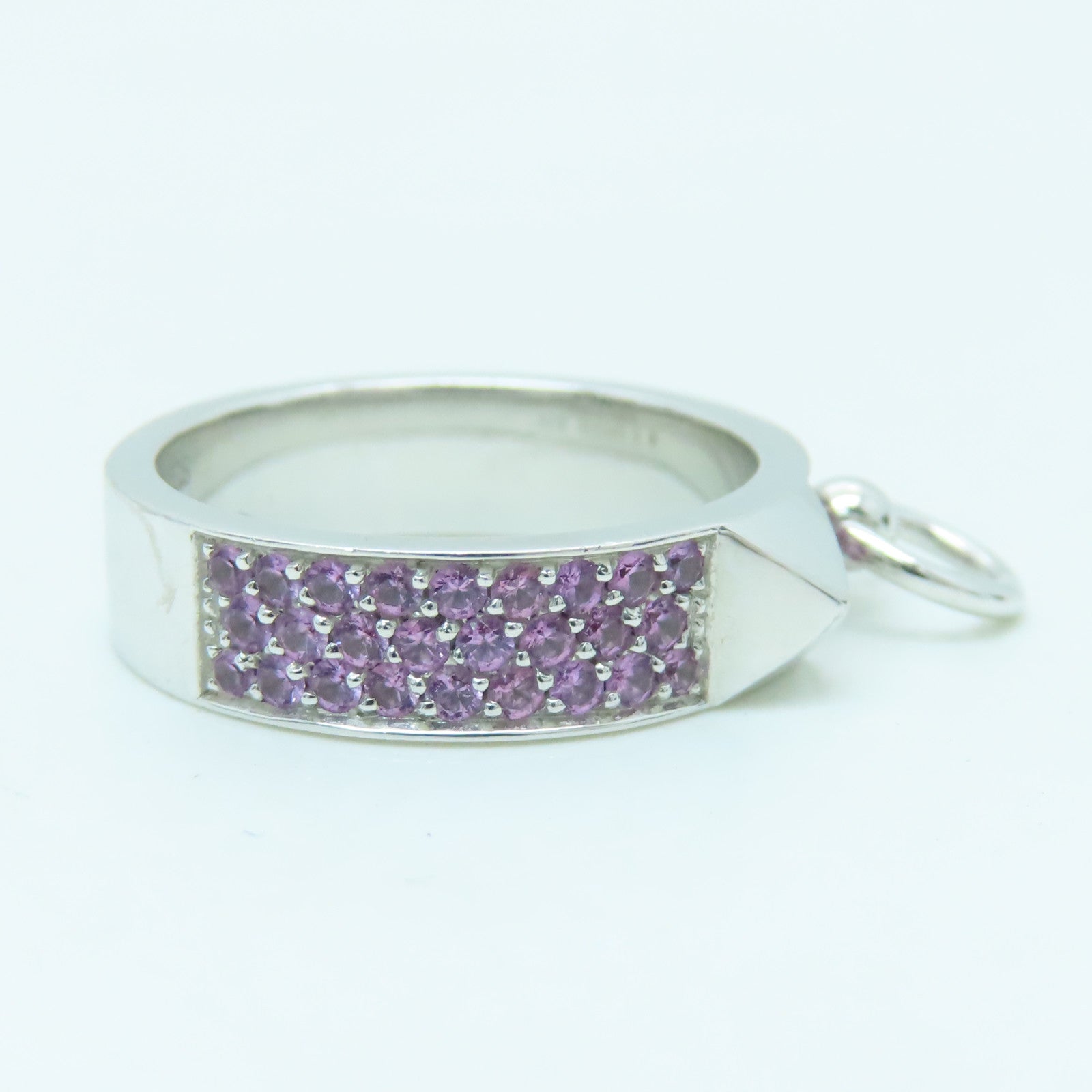 HERMES 18K White Gold Collier De Chien 0.64ct Pink Sapphire Ring #52 US#5.75