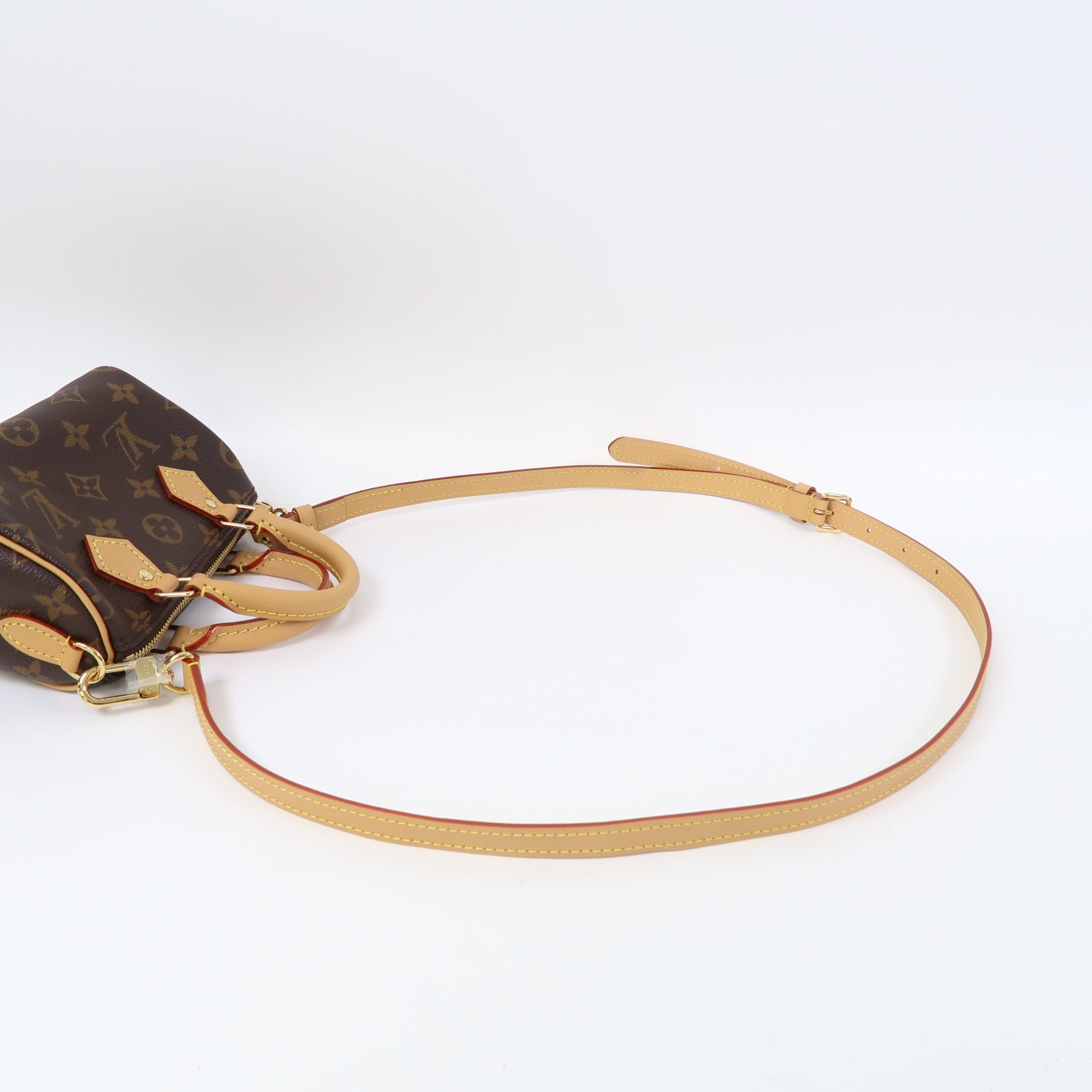 LOUIS VUITTON Monogram Nano Speedy金扣手挽肩背兩用袋啡色