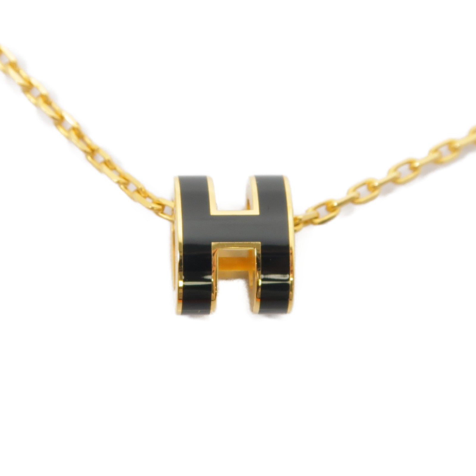HERMES 金屬Pop H Mini Necklace項鍊黑色/金色